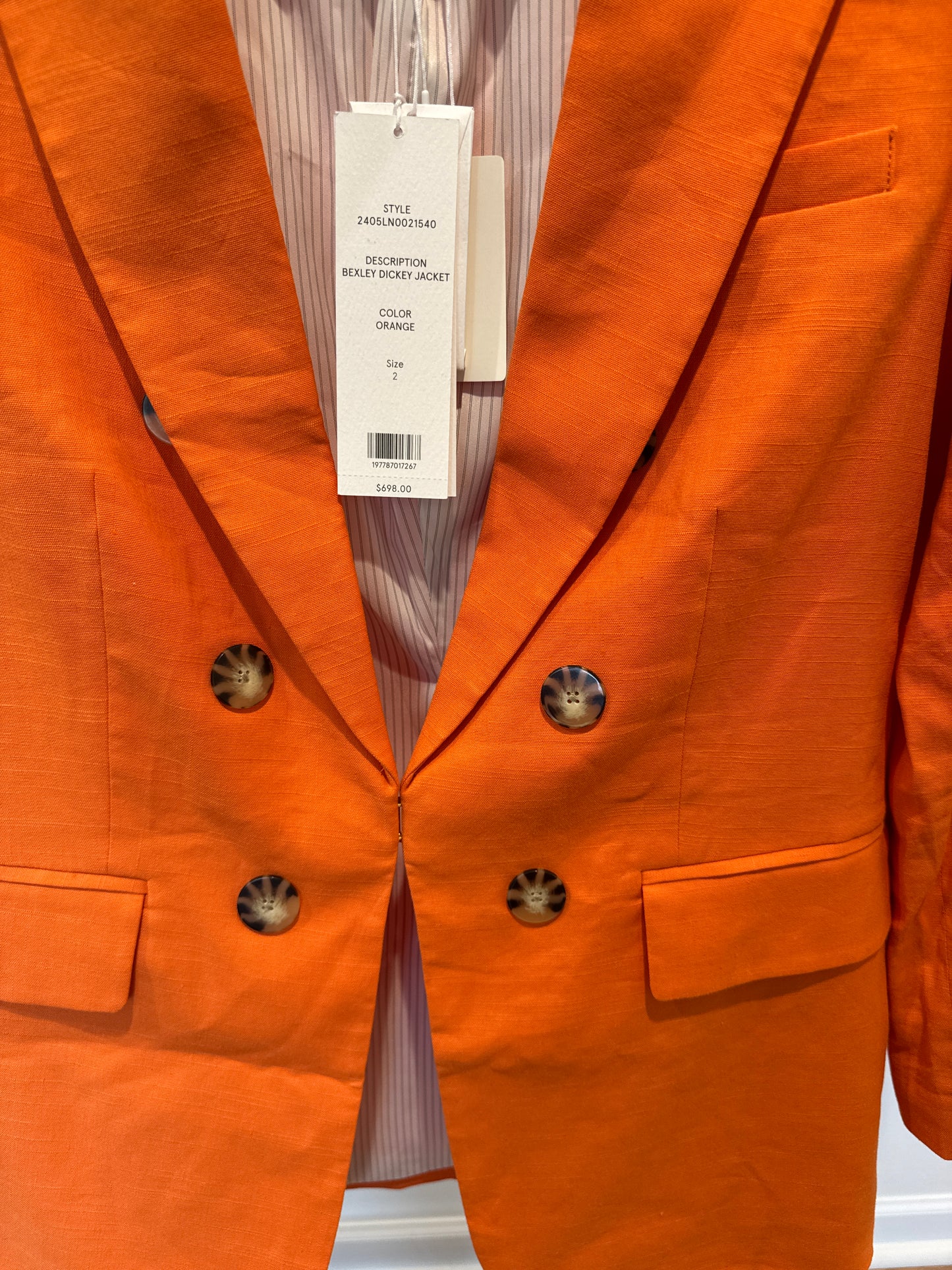 Veronica Beard Bexley Linen Dickey Jacket in Orange size 2