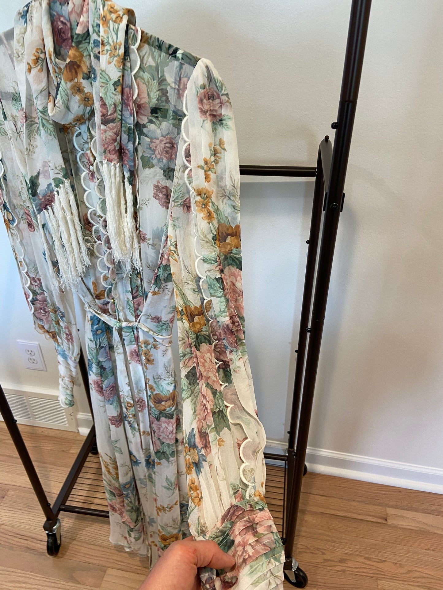 Zimmermann Wavelength Silk Floral Midi Dress size 1 US 6