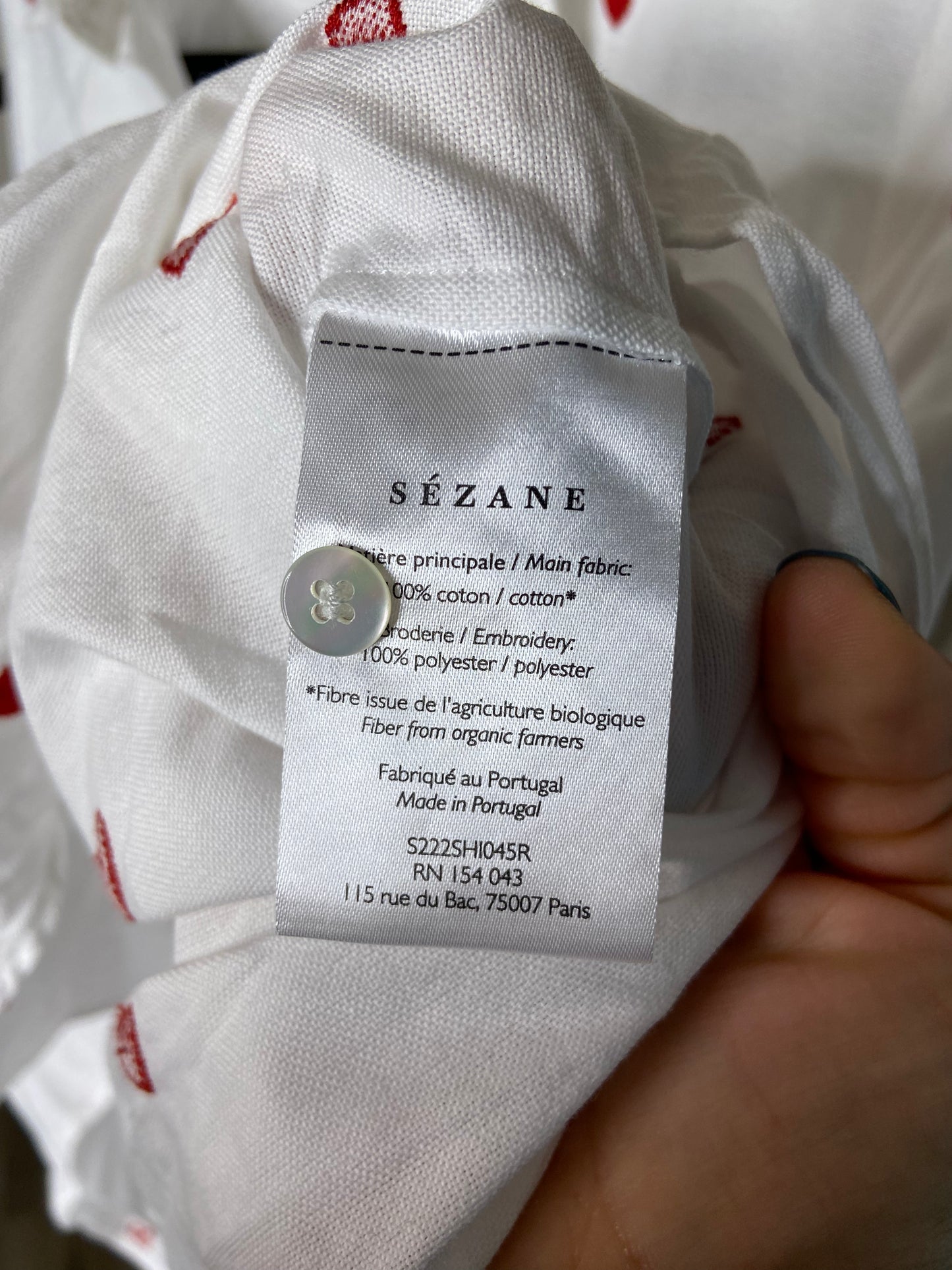 Sezane Tomboy Shirt Embroidered Hearts size 38 (6)
