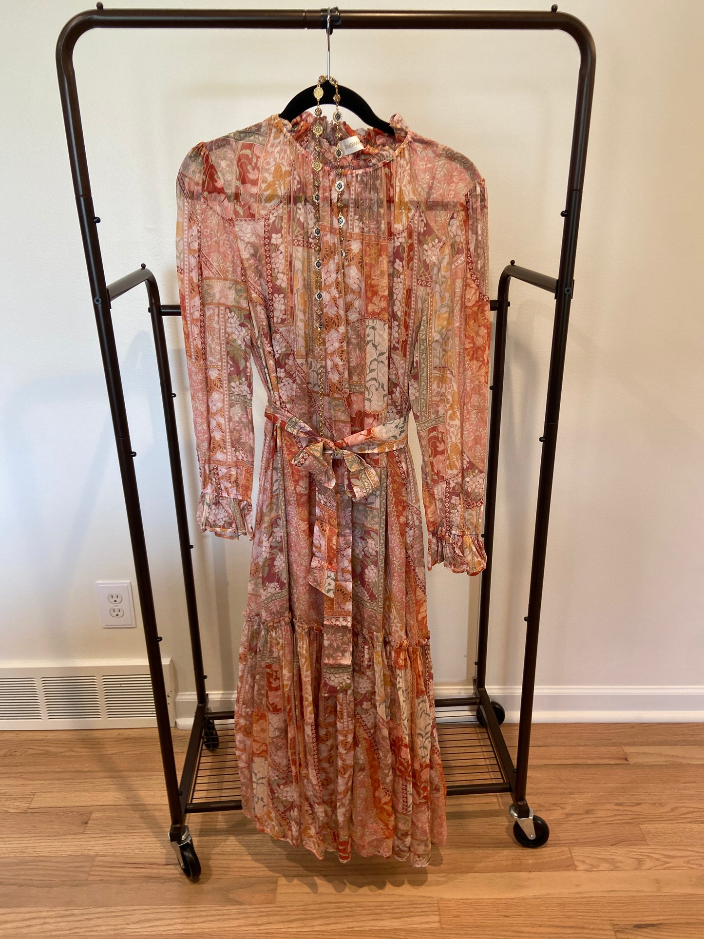 Zimmermann Kaleidoscope Red Swirl Floral Tubular Midi Dress size 3 US 10