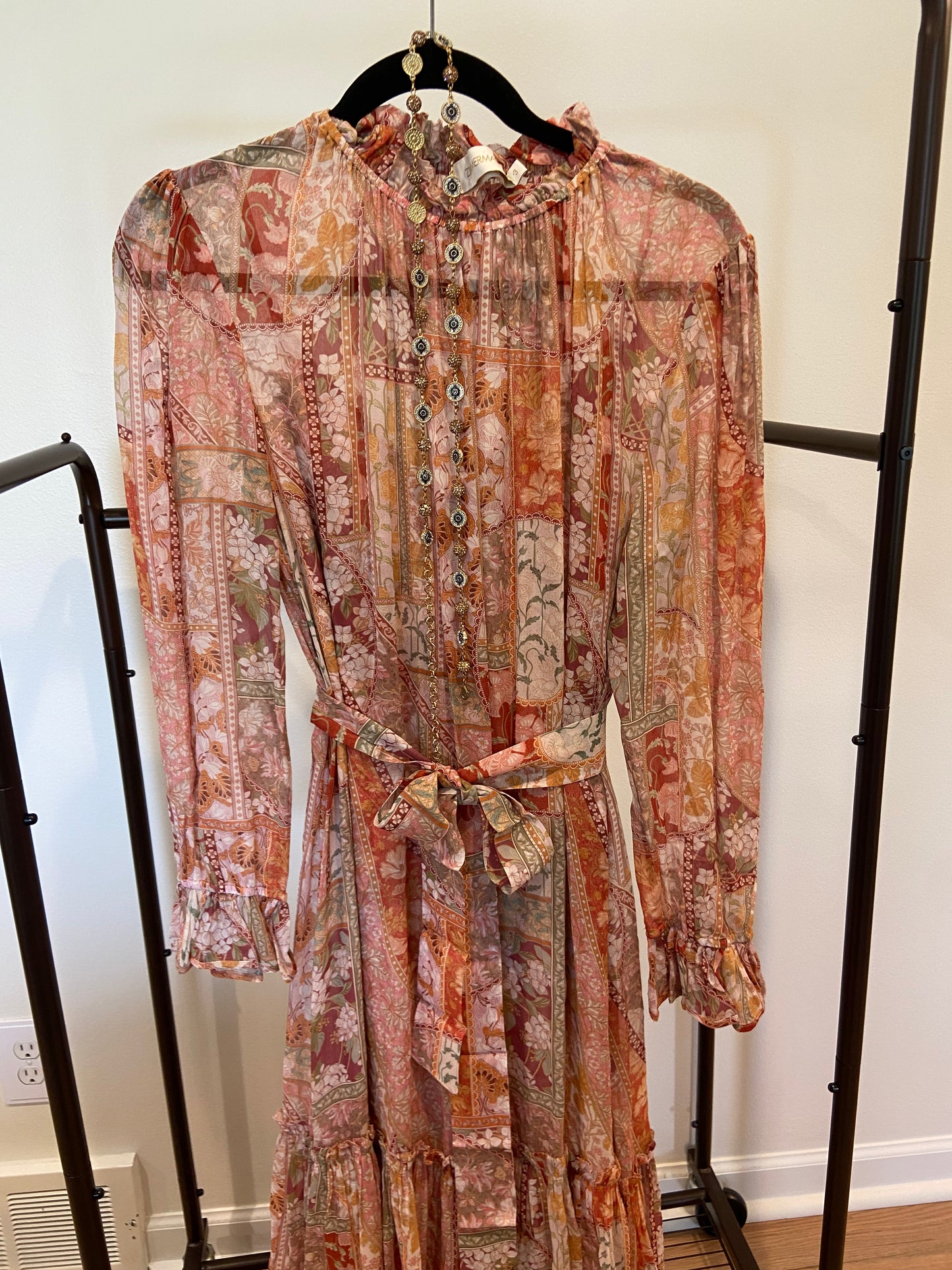 Zimmermann Kaleidoscope Red Swirl Floral Tubular Midi Dress size 3 US 10
