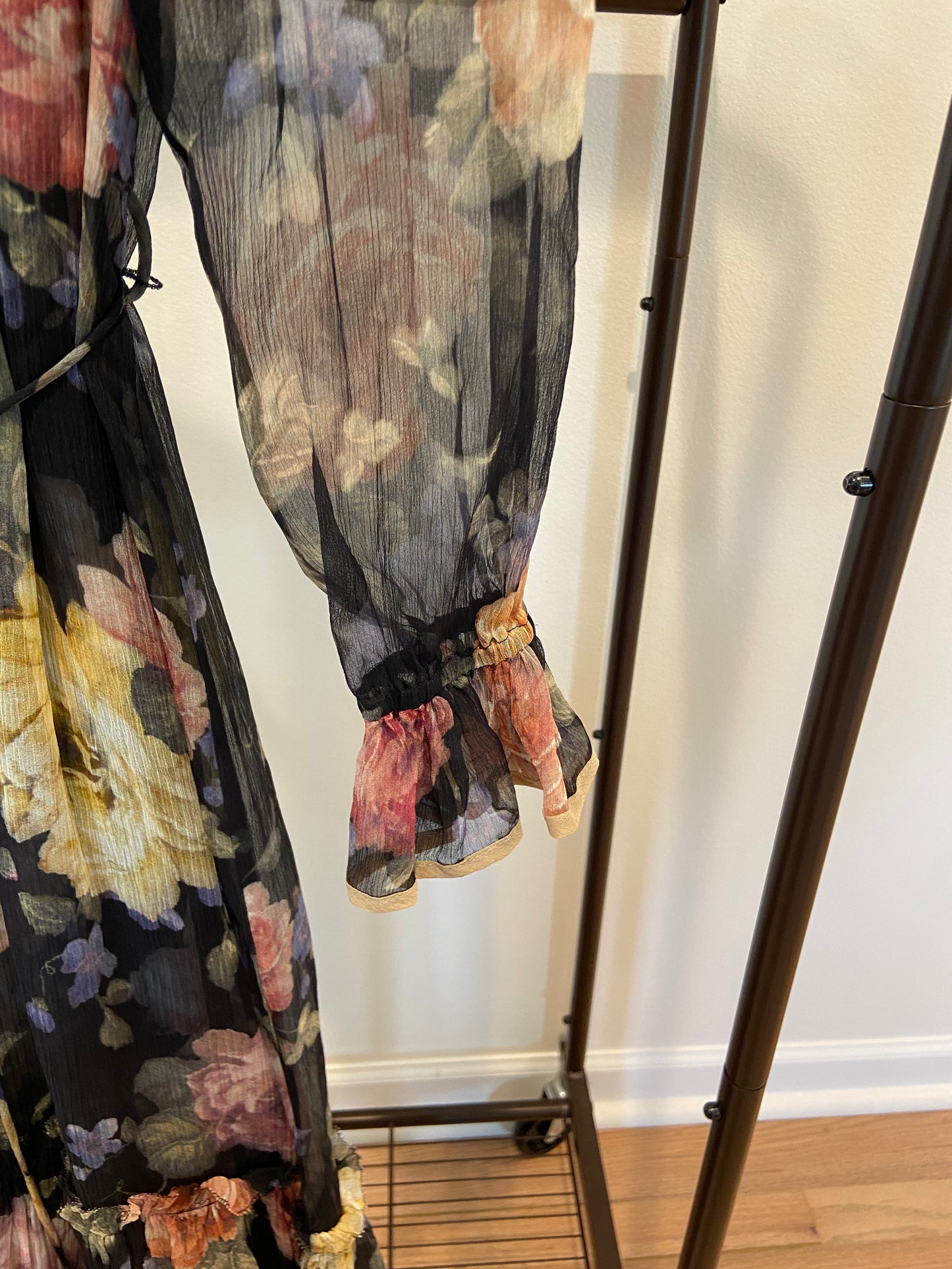 Zimmermann Luminosity Floral-Print Silk Midi Dress size 2 US 8