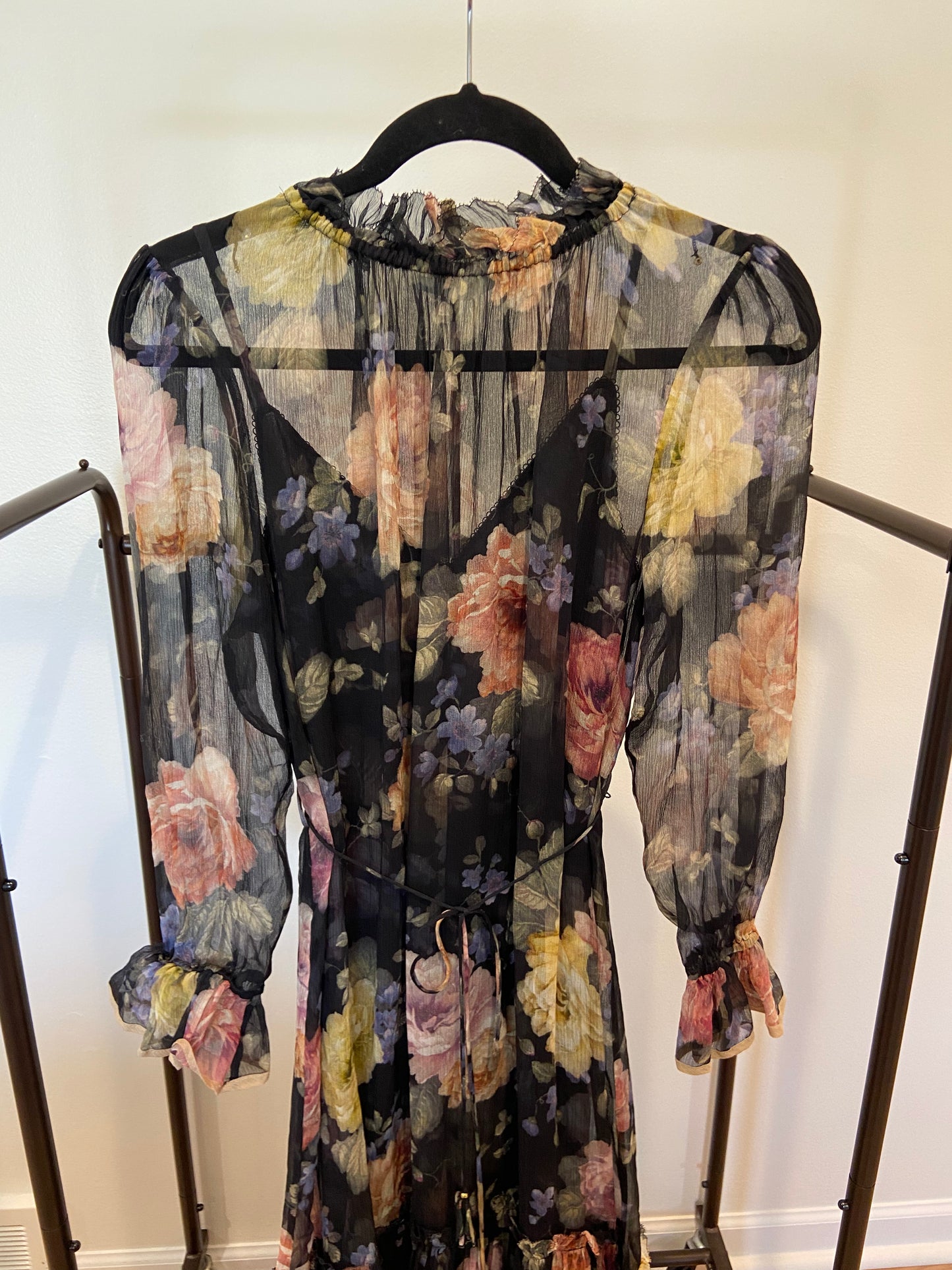 Zimmermann Luminosity Floral-Print Silk Midi Dress size 2 US 8
