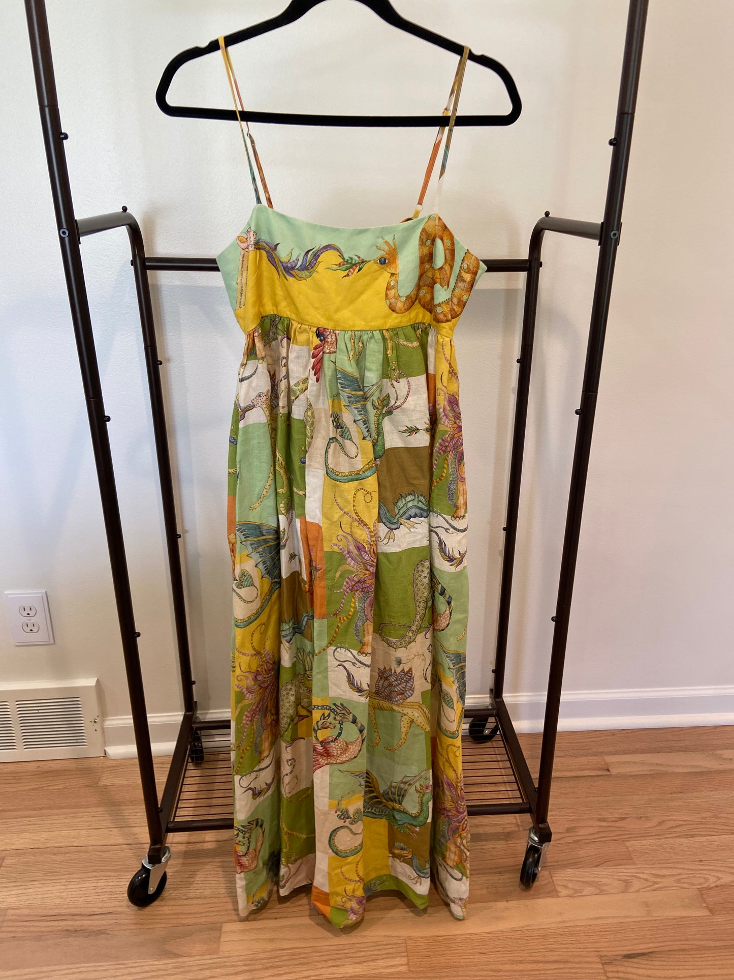 Alemais Jerome Cutout Printed Linen Midi Dress size US 6