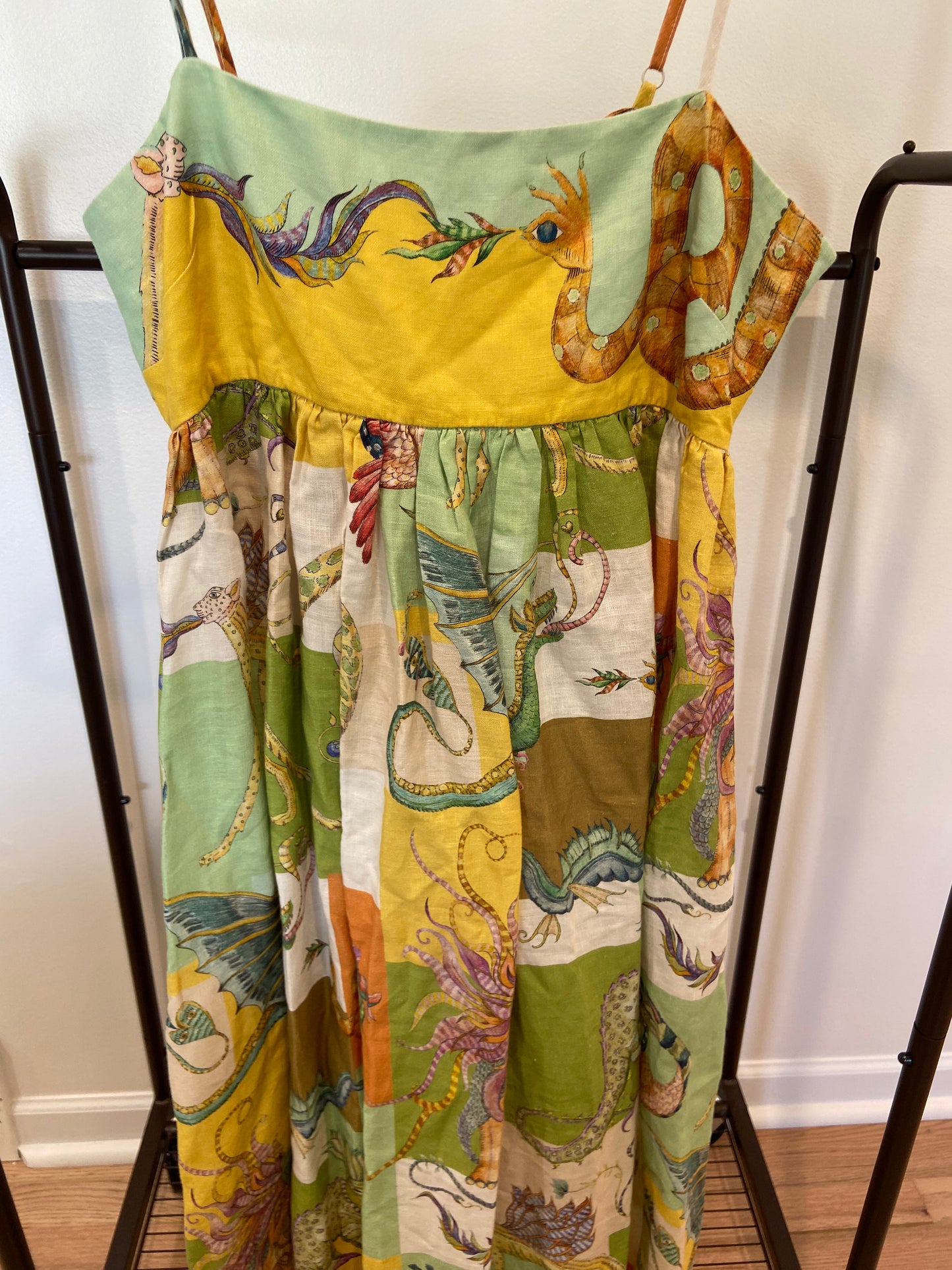 Alemais Jerome Cutout Printed Linen Midi Dress size US 6
