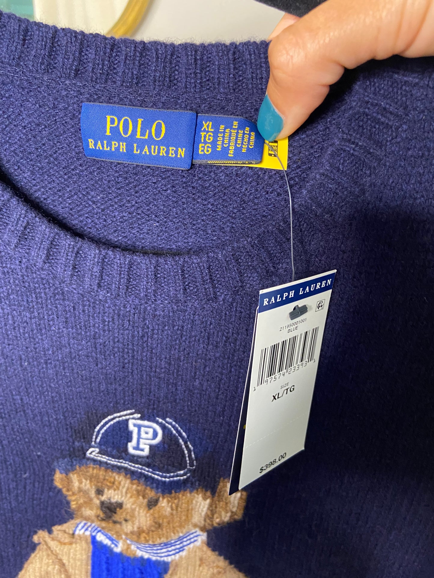 Polo Ralph Lauren Bear Wool Cashmere Sweater size XL