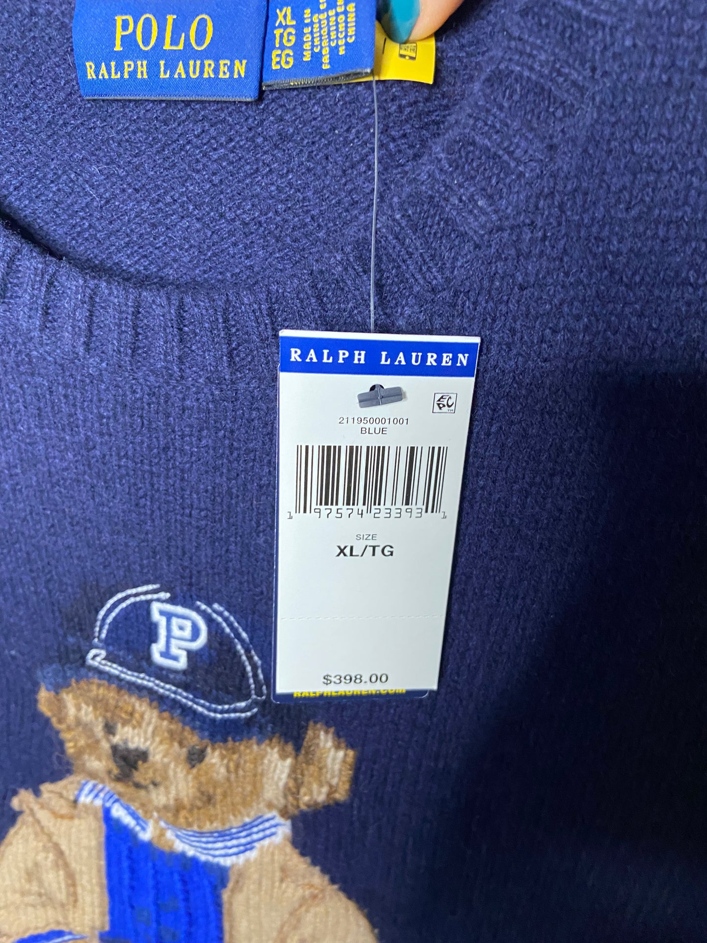 Polo Ralph Lauren Bear Wool Cashmere Sweater size XL