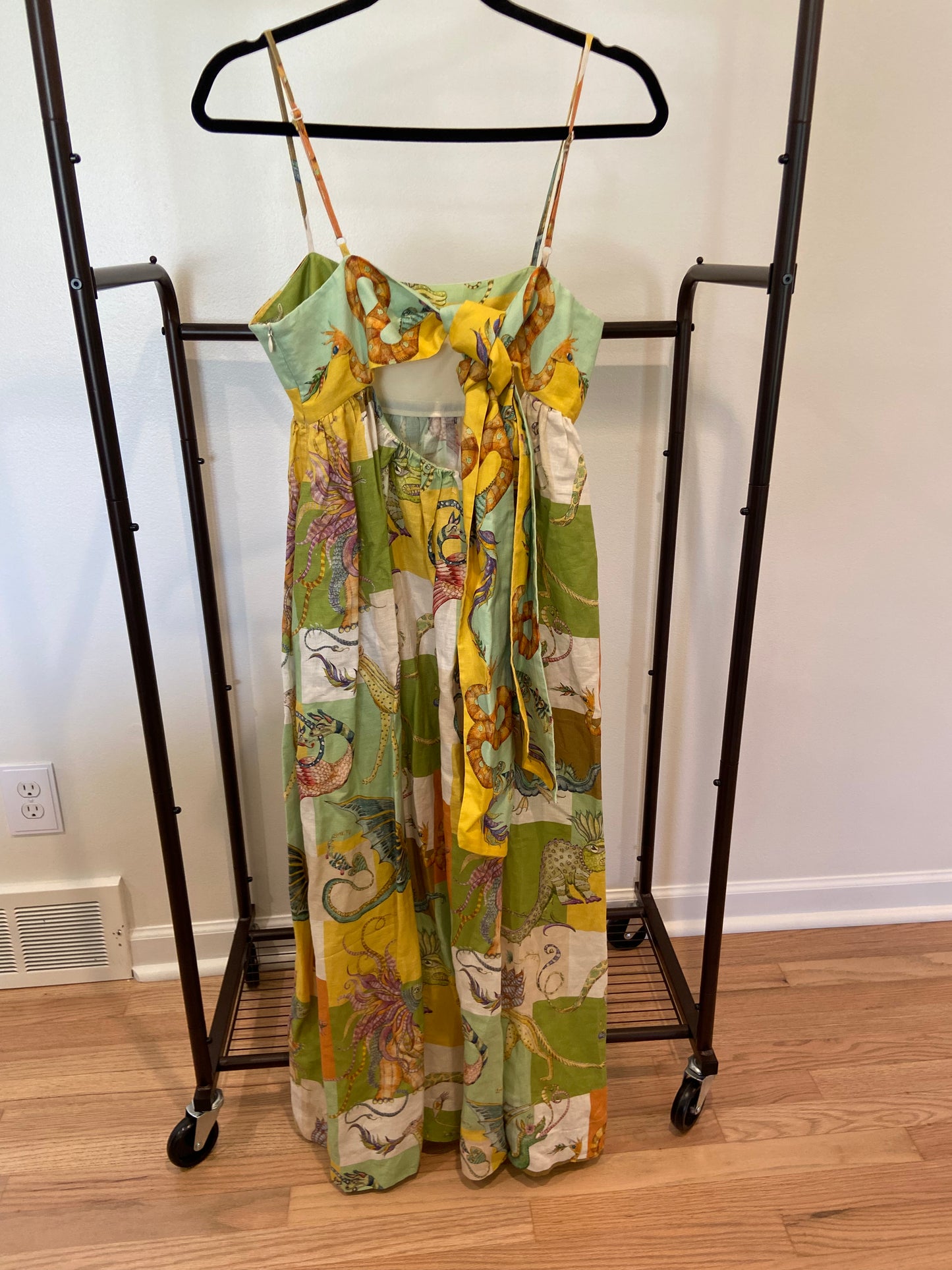 Alemais Jerome Cutout Printed Linen Midi Dress size US 6
