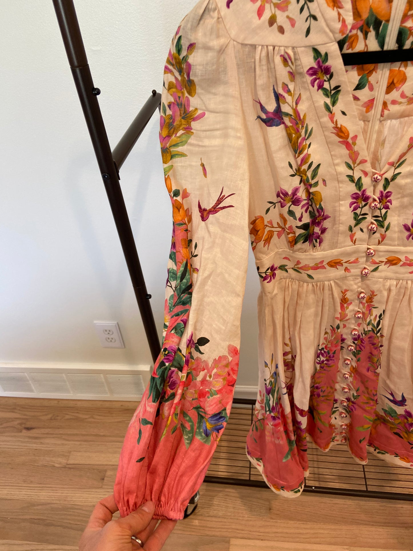 Zimmermann Tropicana Floral-Print Linen Mini Dress size 0 US 2