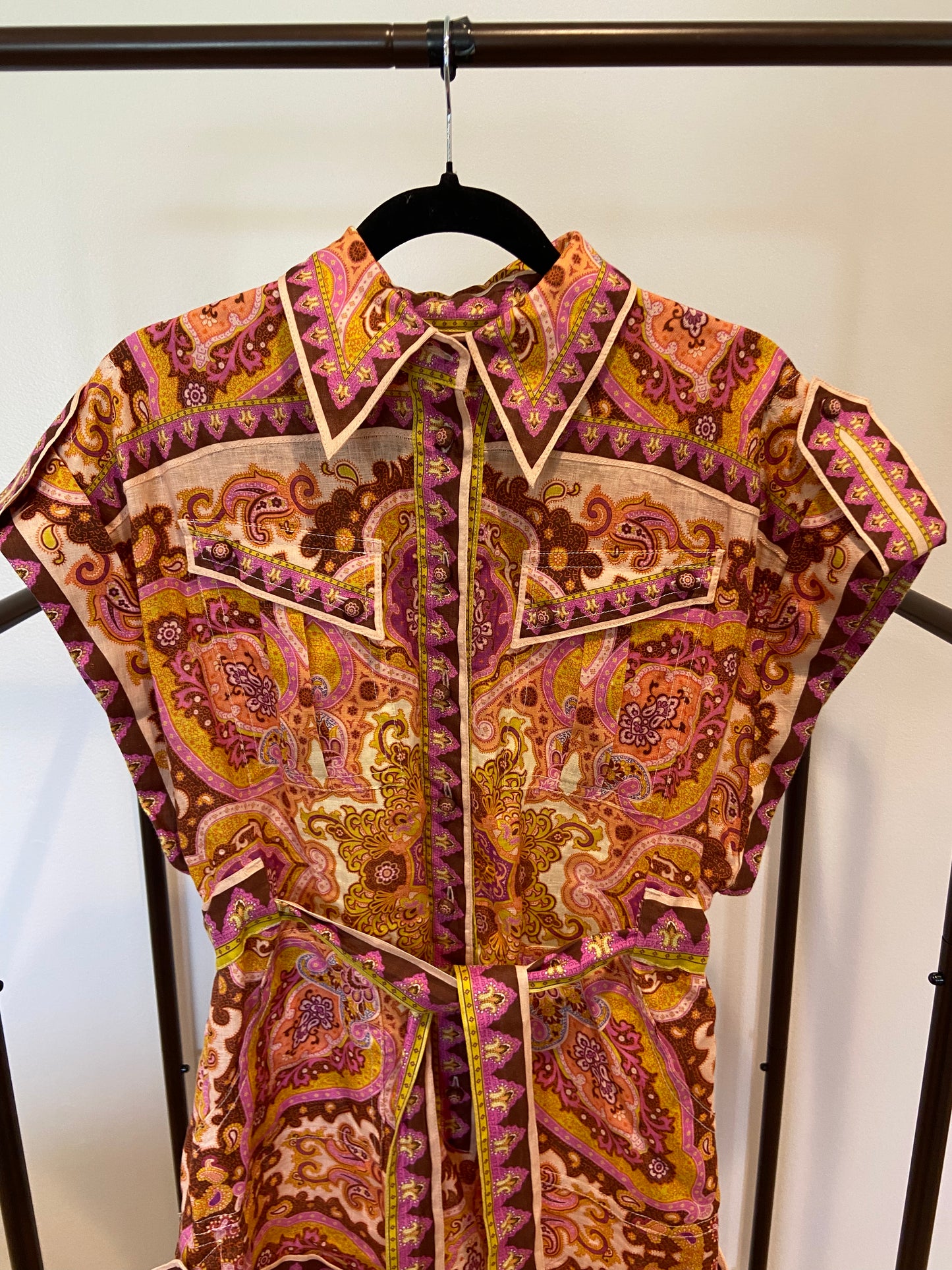 Zimmermann Halcyon printed linen playsuit size 2 US 8