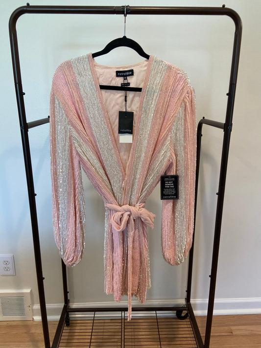 Retrofete Gabrielle Robe Dress Pastel Pink Stripes size M