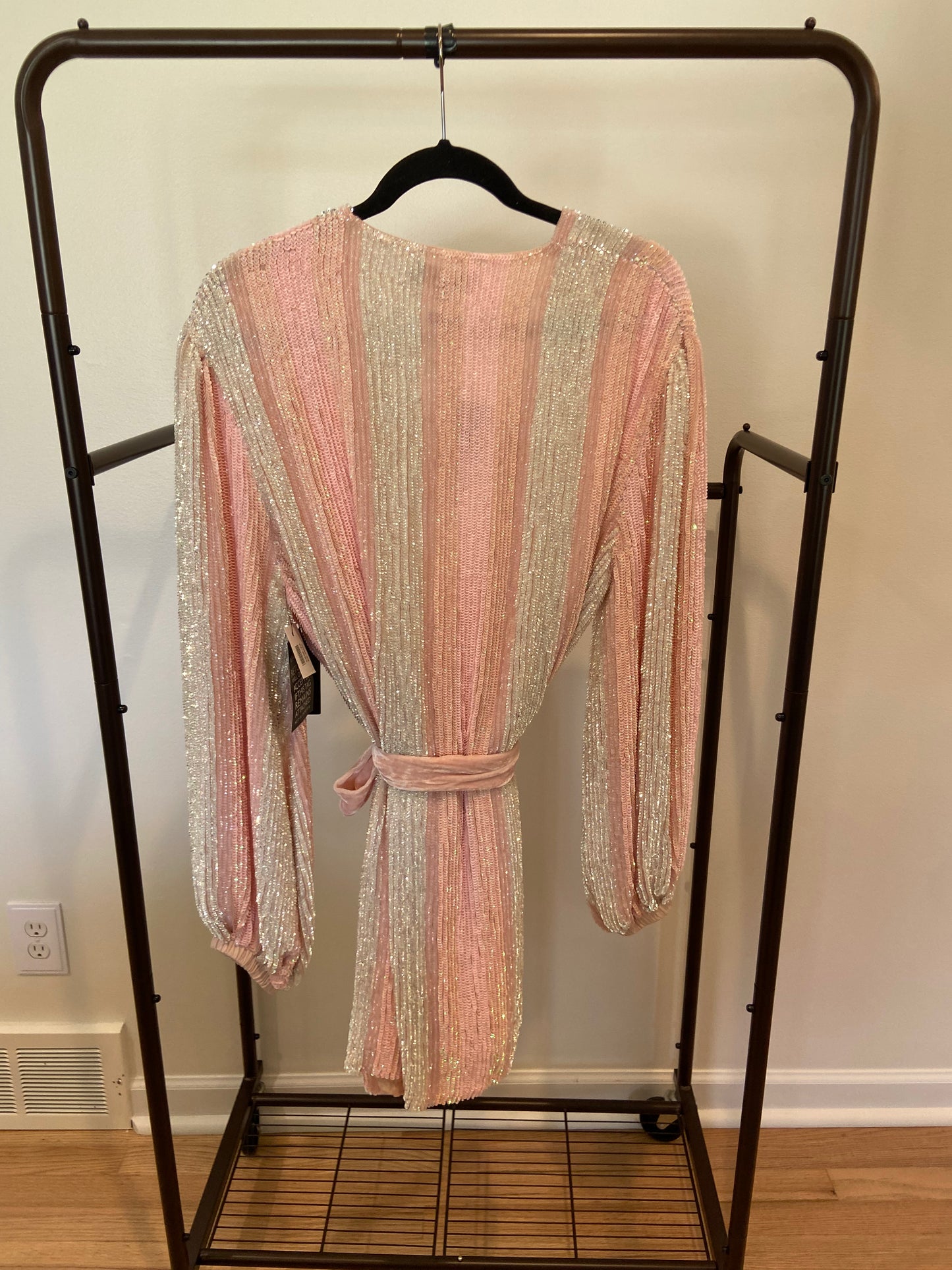 Retrofete Gabrielle Robe Dress Pastel Pink Stripes size M