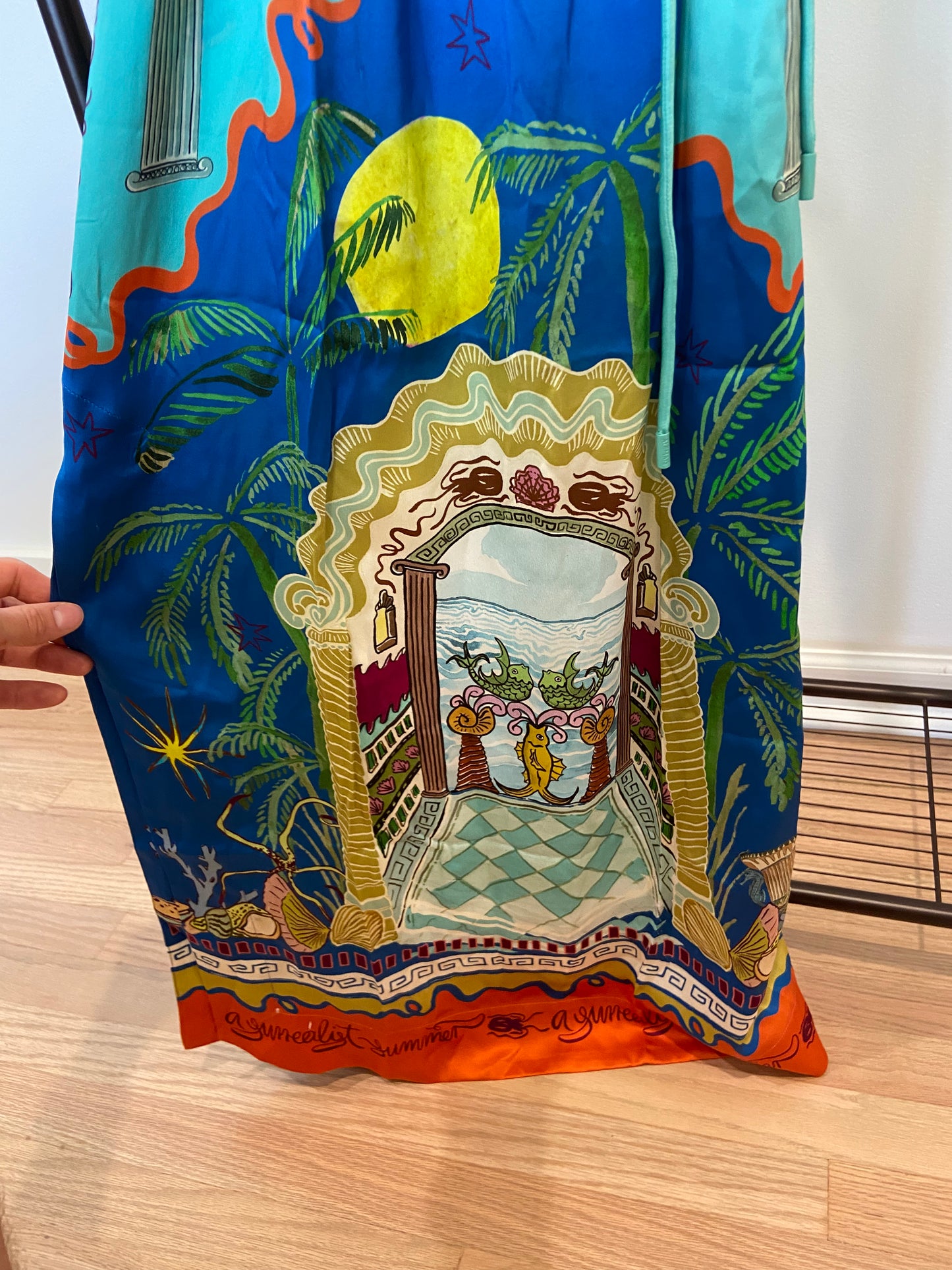 Alemais Surrealist Summer Midi Silk Dress size US 4