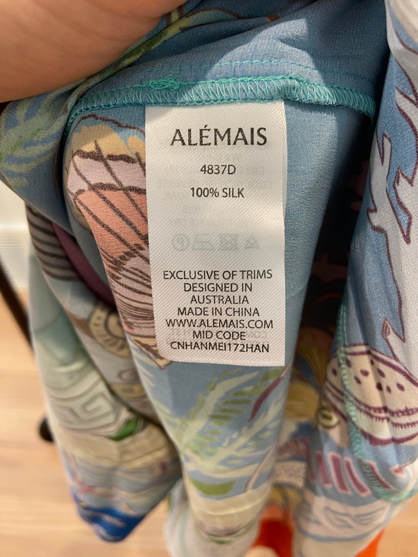 Alemais Surrealist Summer Midi Silk Dress size US 4