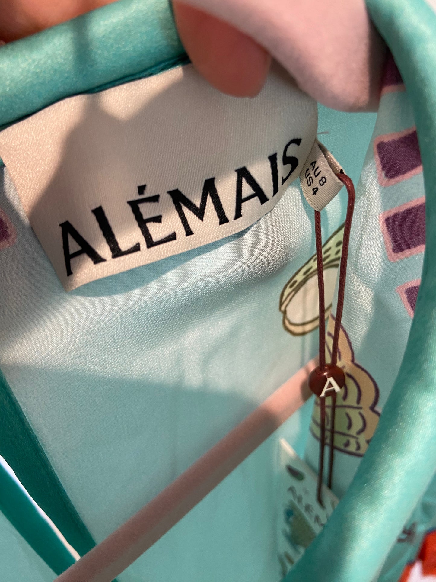 Alemais Surrealist Summer Midi Silk Dress size US 4