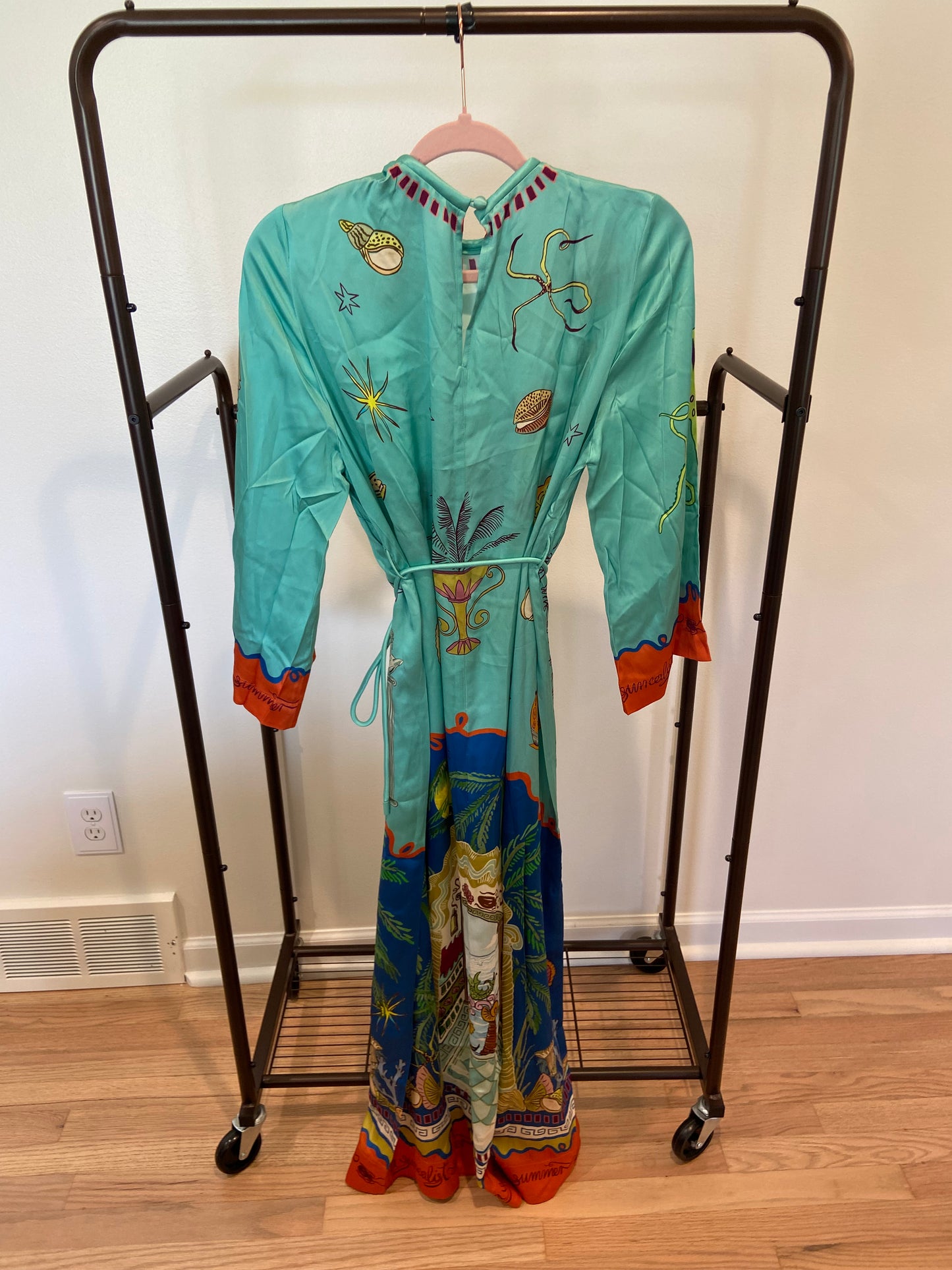 Alemais Surrealist Summer Midi Silk Dress size US 4