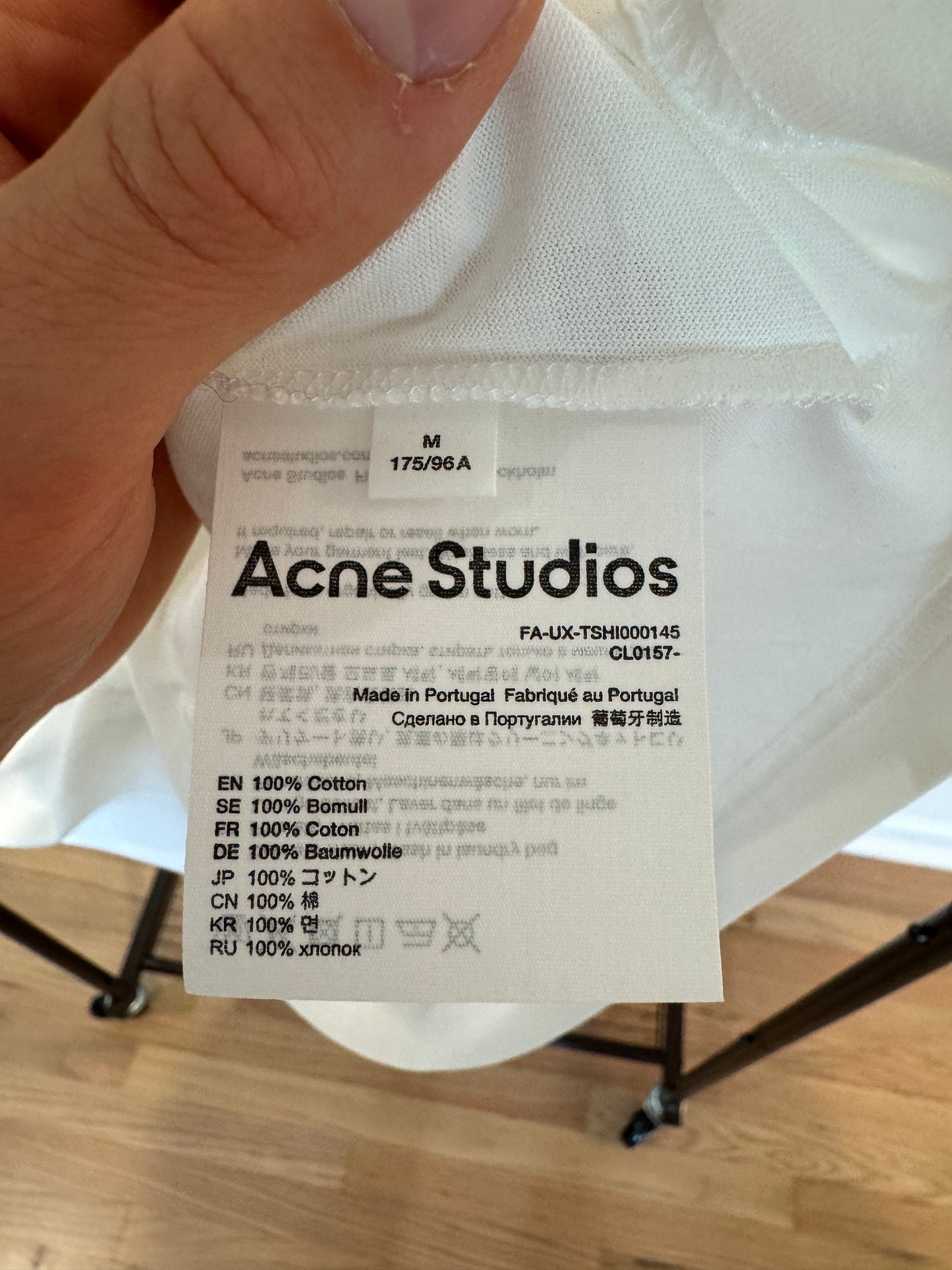 Acne Studios Nace Face Patch Cotton T Shirt in Optic White size M