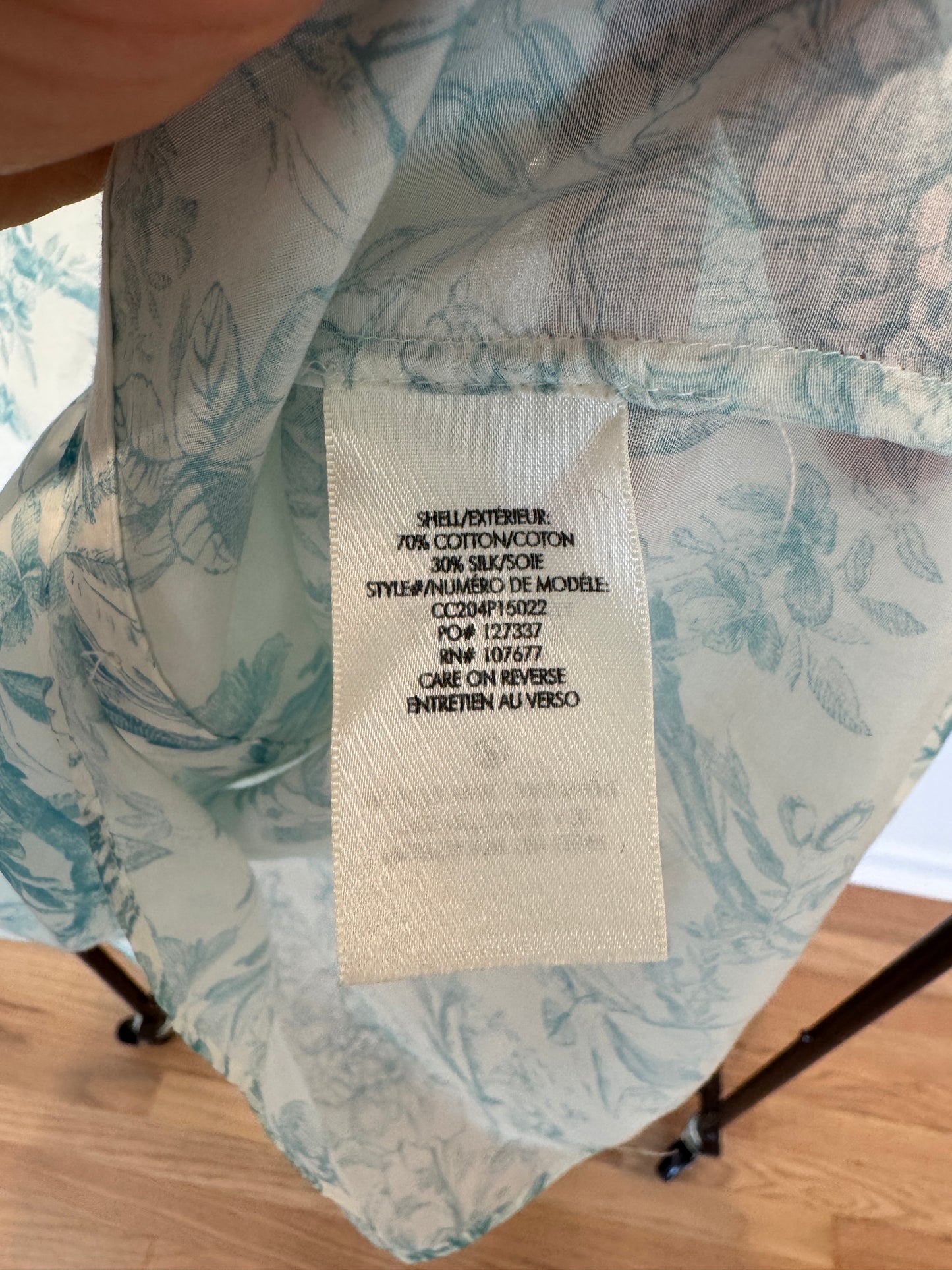 Alice and Olivia Kurt Ruffled Blouse Cream Light Blue size S