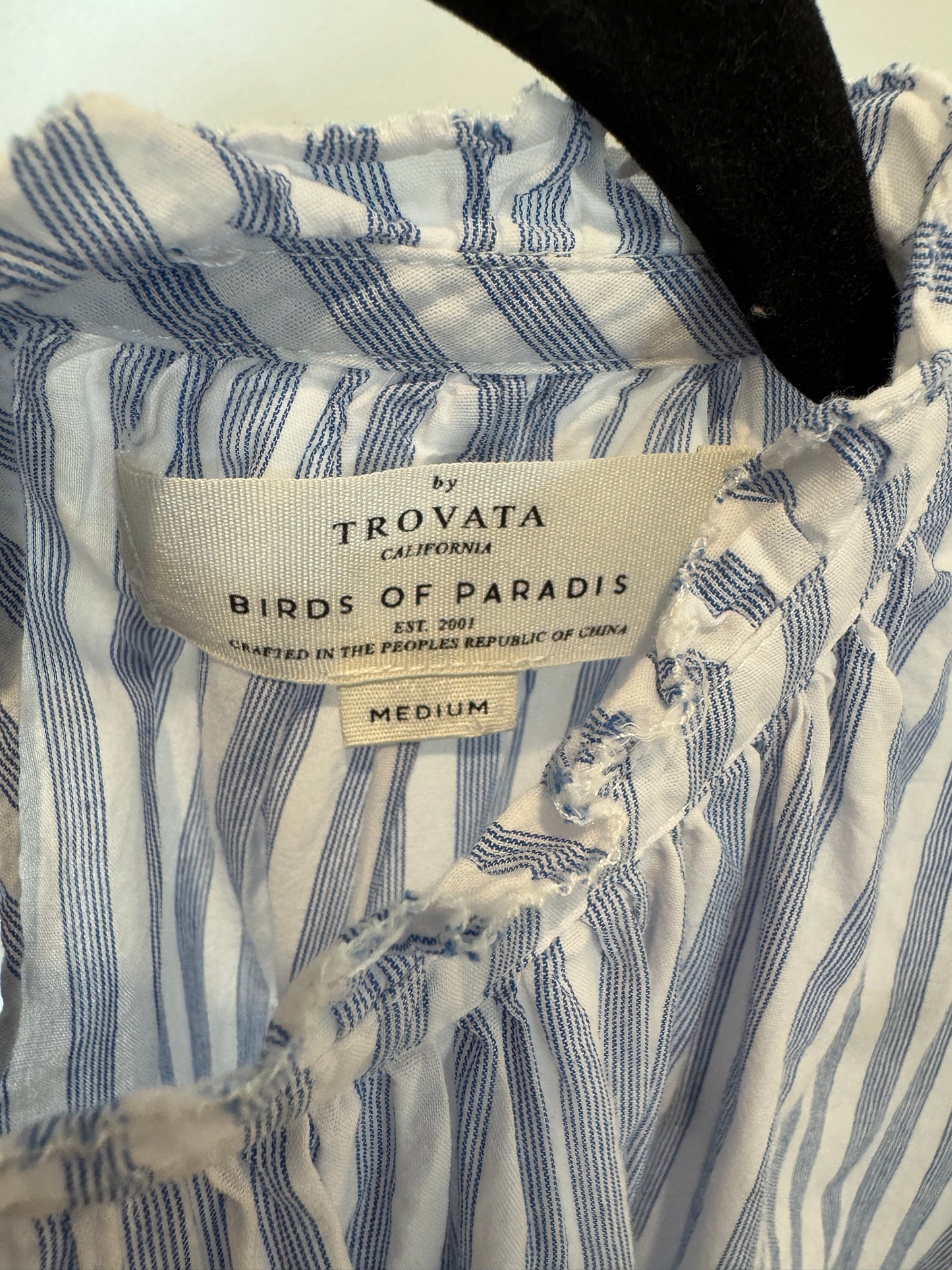 Trovata Carla High Neck Shirt White Blue Stripe size M
