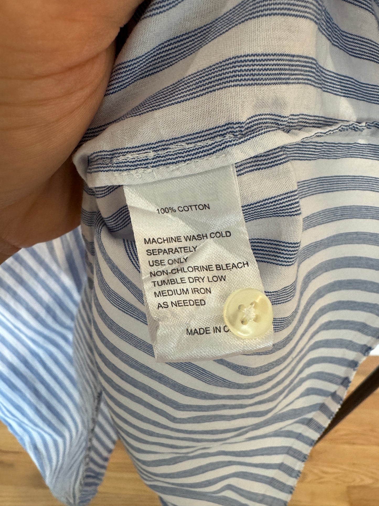 Trovata Carla High Neck Shirt White Blue Stripe size M
