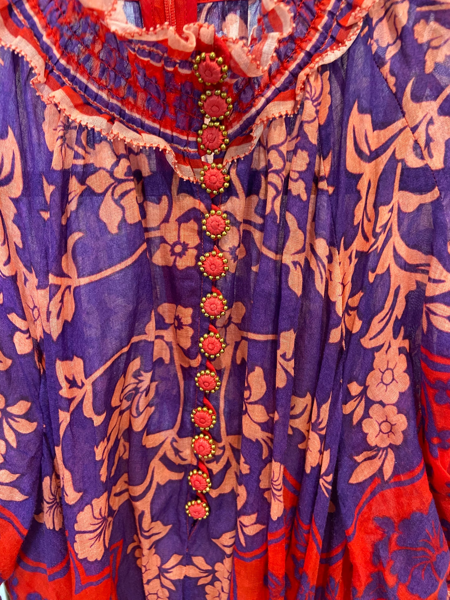 Zimmermann Raie Swing Belted Printed Ramie Maxi Dress size 2 US 8