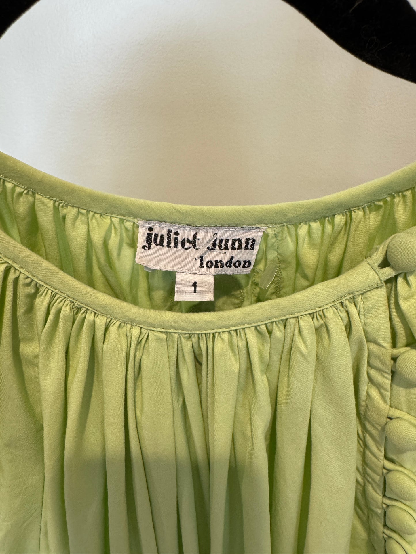 Juliet Dunn Puff Sleeve Green Midi Dress size 1 US 4/6