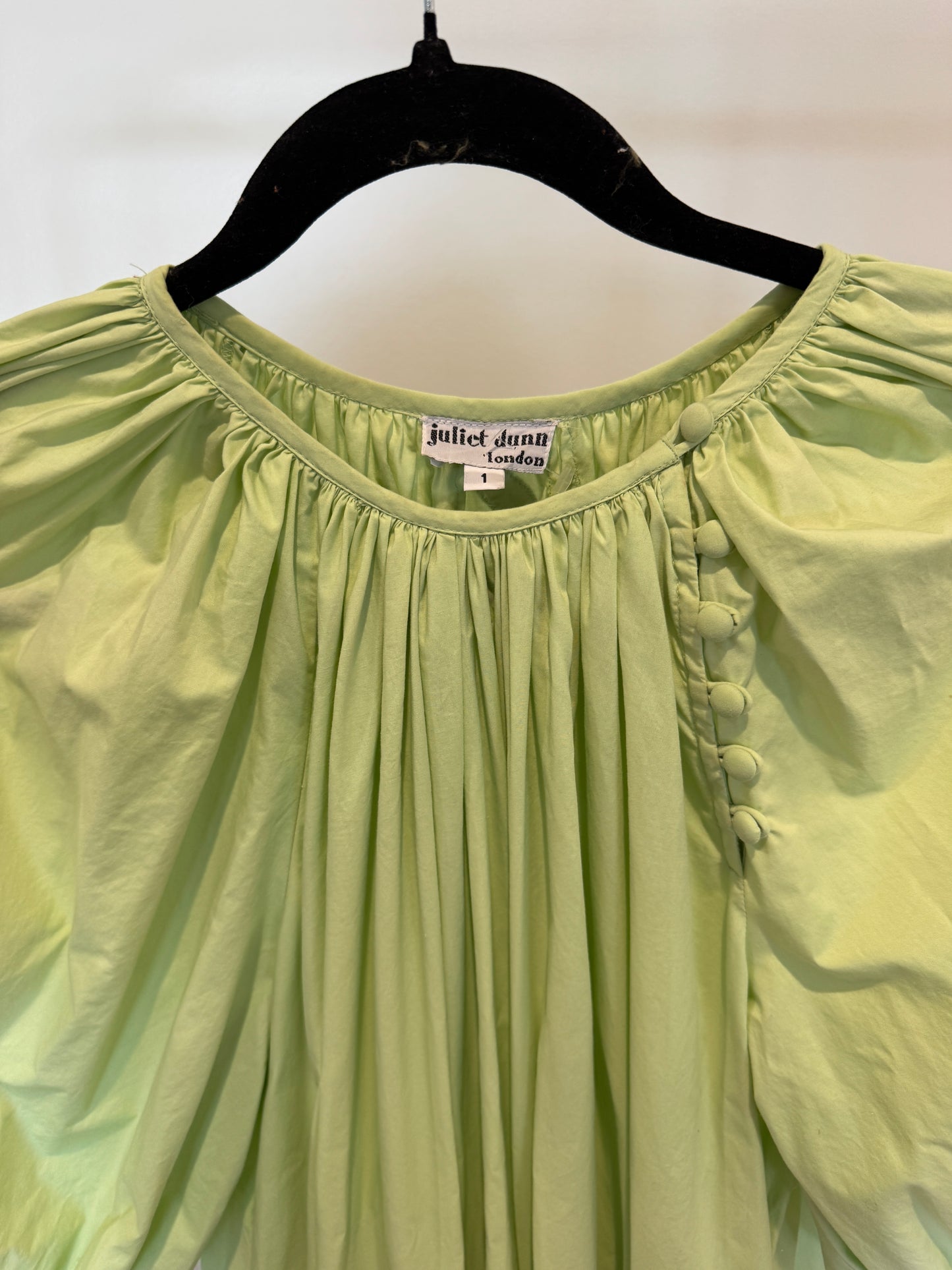 Juliet Dunn Puff Sleeve Green Midi Dress size 1 US 4/6