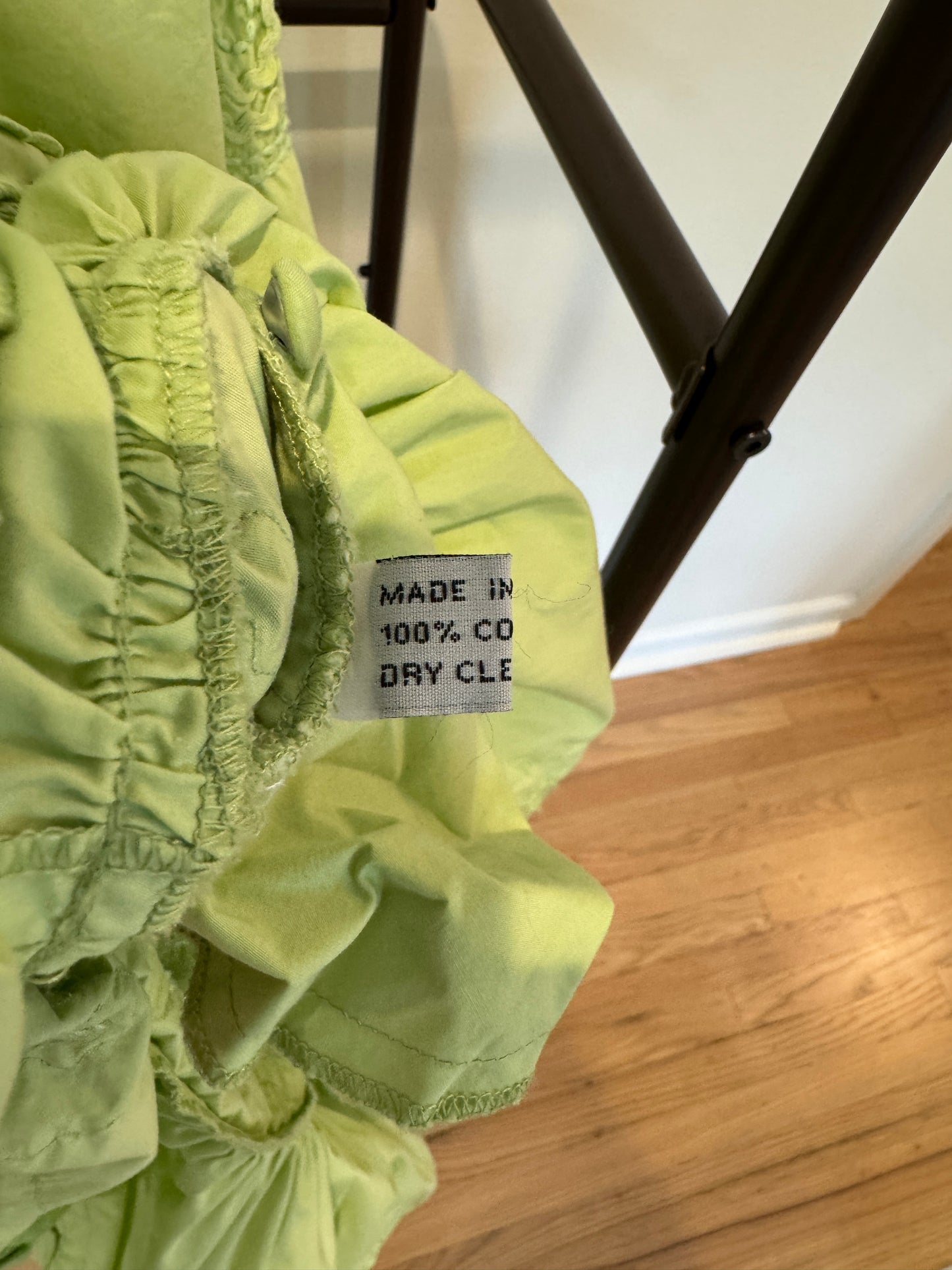 Juliet Dunn Puff Sleeve Green Midi Dress size 1 US 4/6