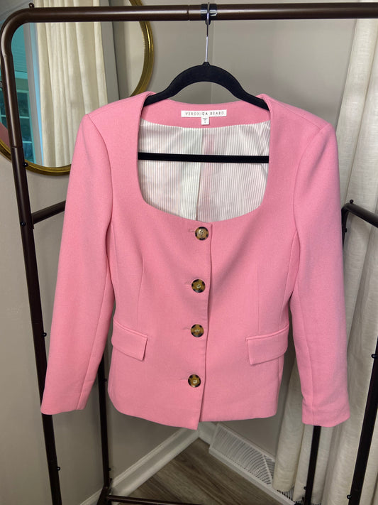 Veronica Beard Ria Collarless Jacket Pink size 8