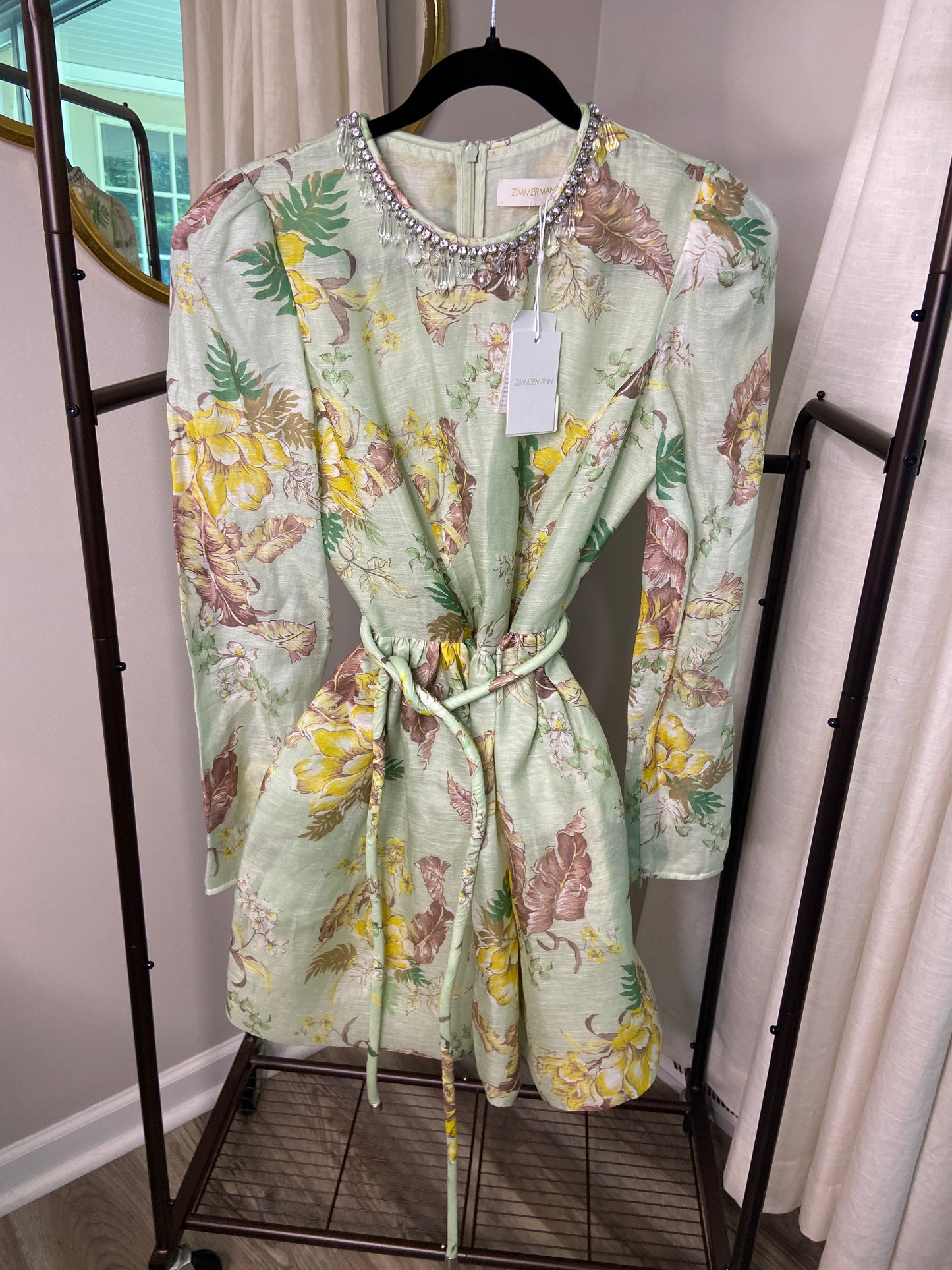 Zimmermann Matchmaker Mint Tropical Floral Dress size US 6