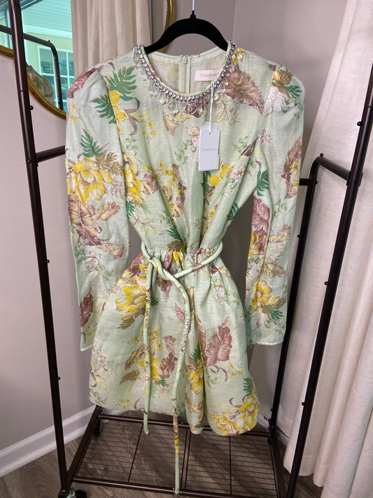 Zimmermann Matchmaker Mint Tropical Floral Dress size US 6