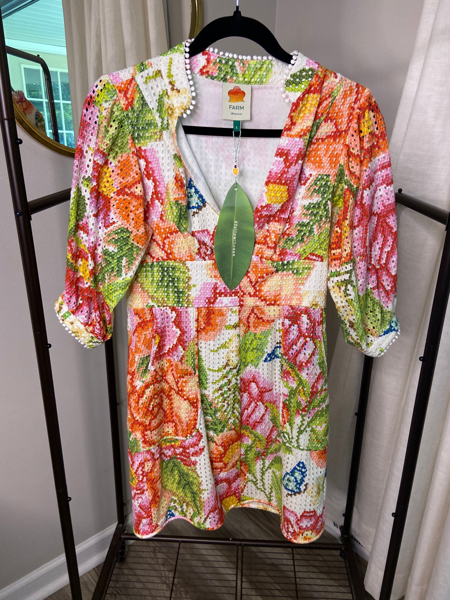Farm Rio Colleen Eyelet Mini Dress size S