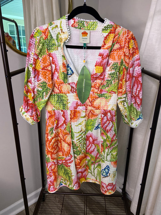 Farm Rio Colleen Eyelet Mini Dress size S