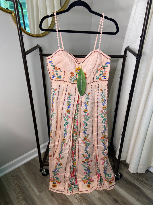 Farm Rio Delicate Forest Pink Maxi Dress size L