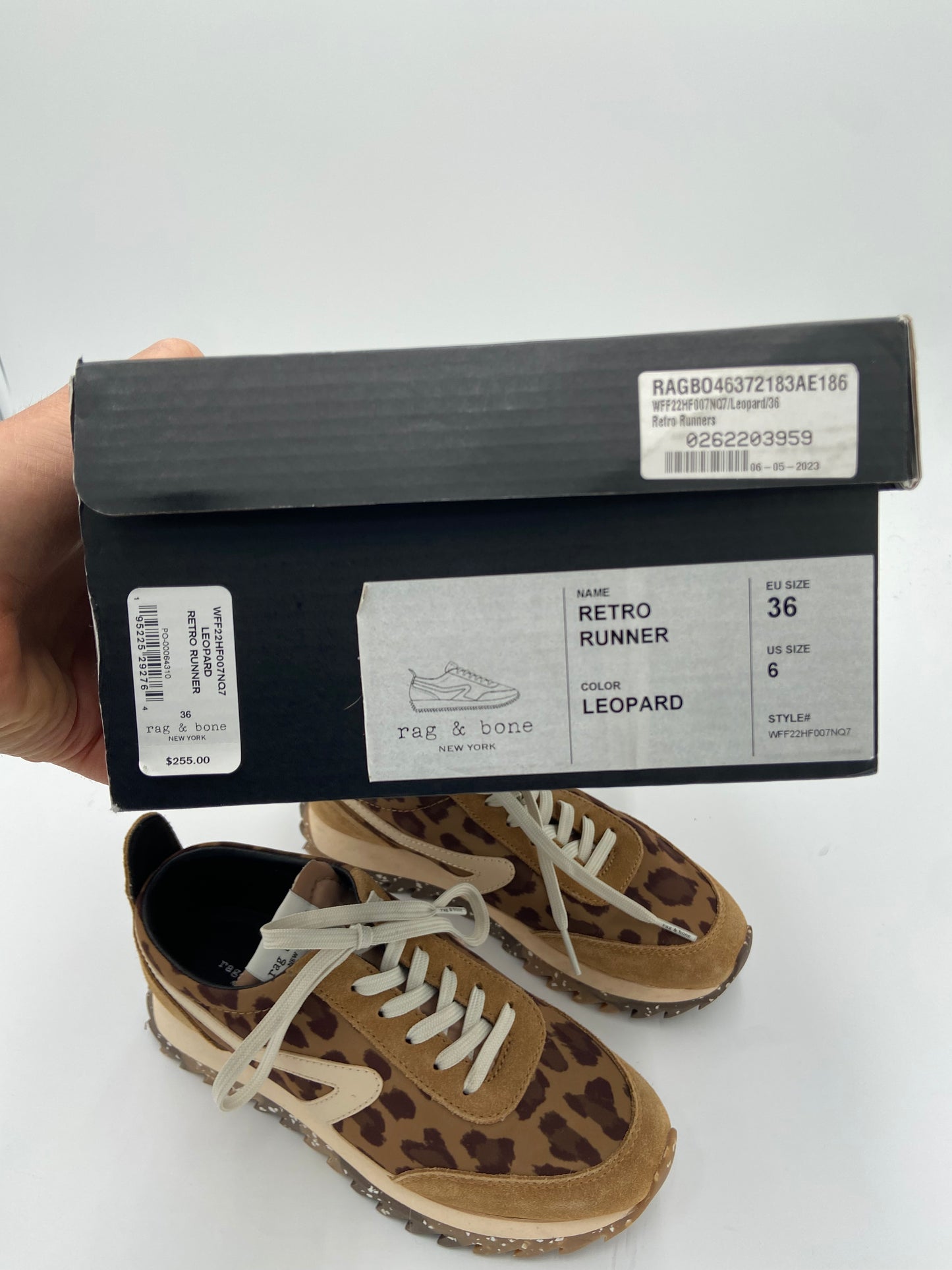 Rag & Bone Retro Runner Leopard Suede & Leather Sneakers size 6