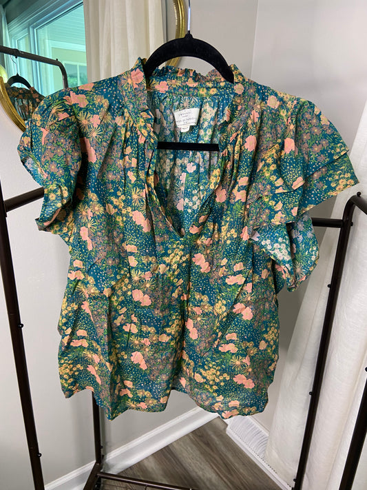 Trovata Birds of Paradis Clover Blouse Woodbine Cluster size M