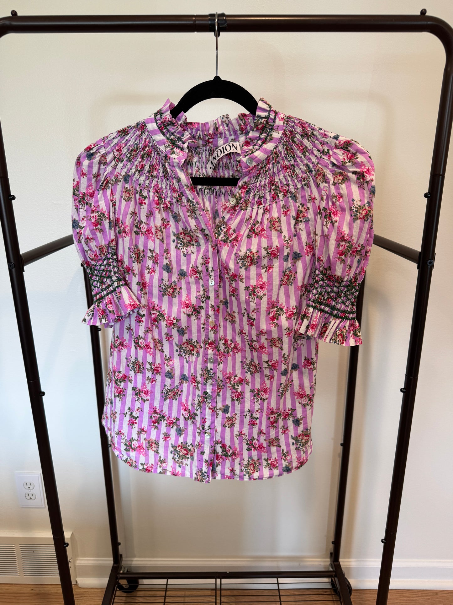 Andion Amelia Pink Stripe Floral Top size S