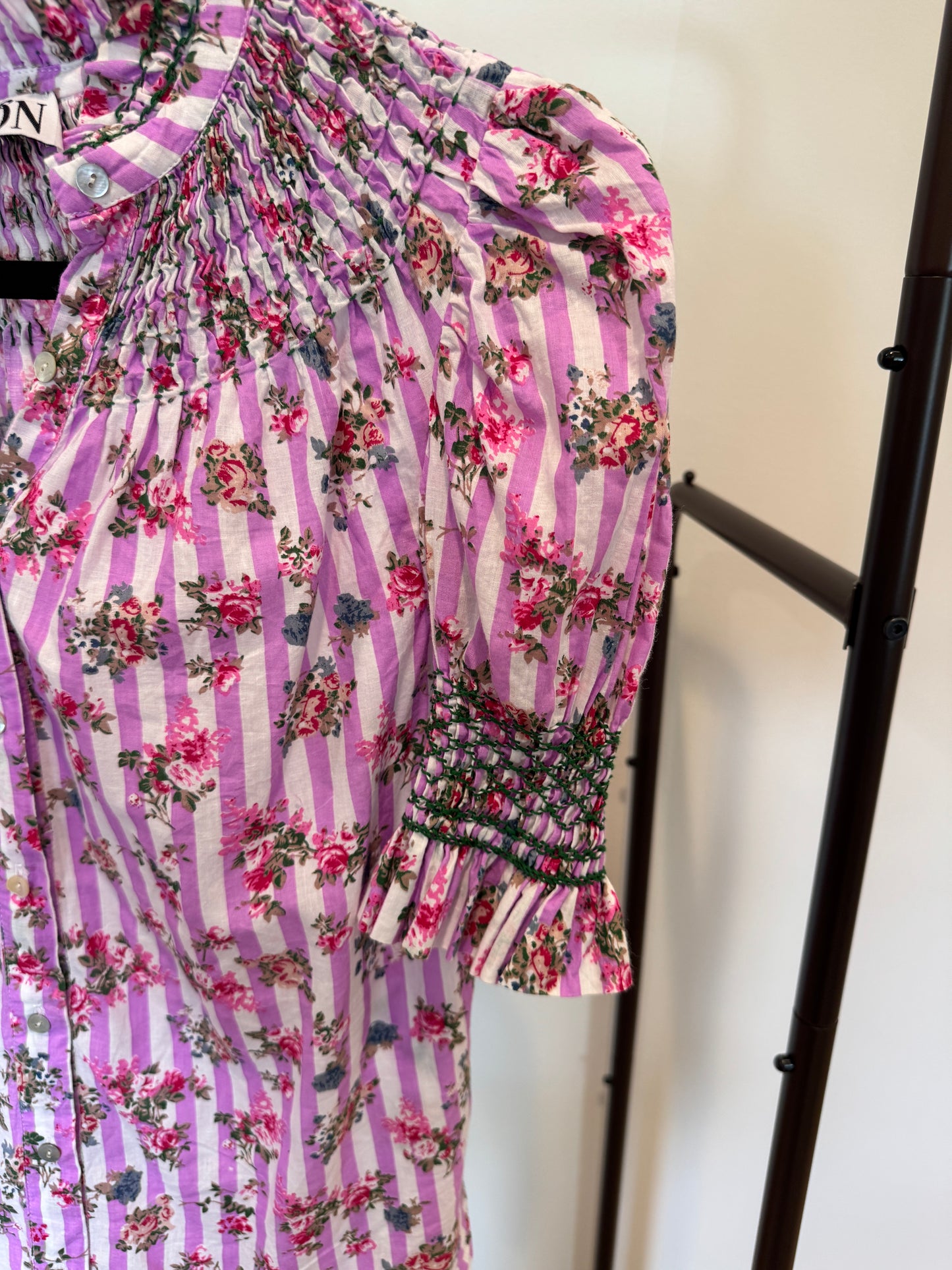 Andion Amelia Pink Stripe Floral Top size S
