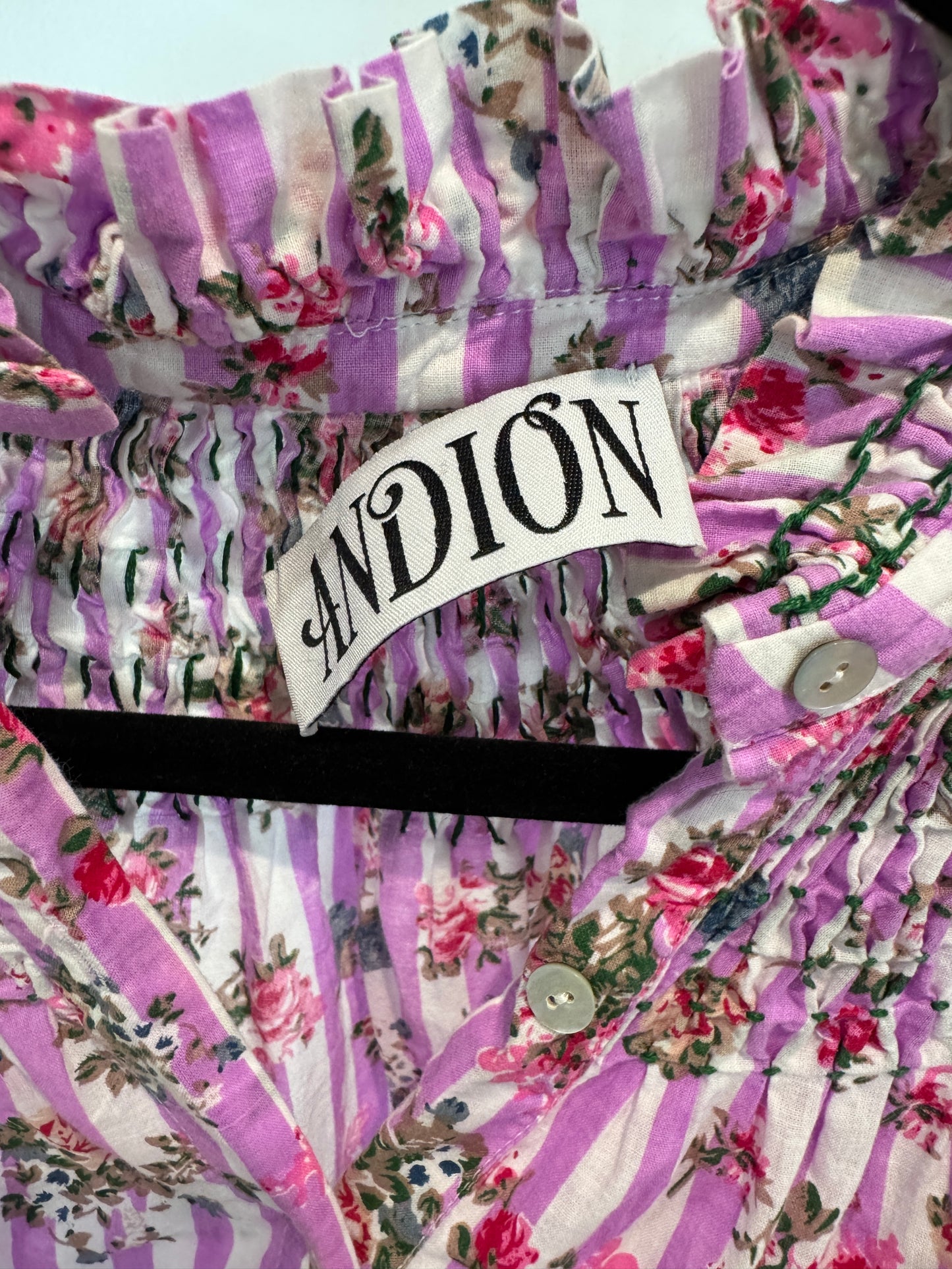 Andion Amelia Pink Stripe Floral Top size S