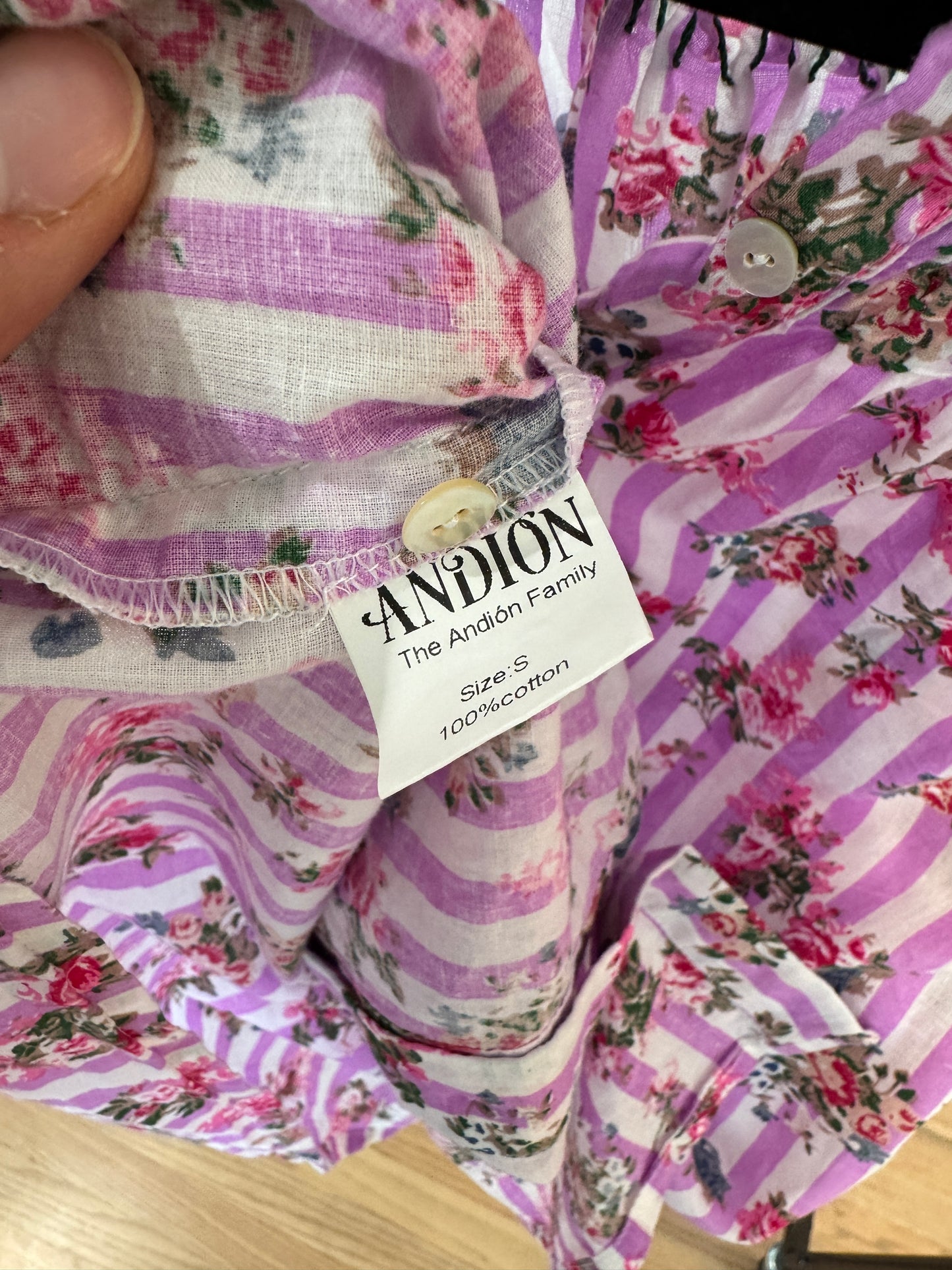 Andion Amelia Pink Stripe Floral Top size S