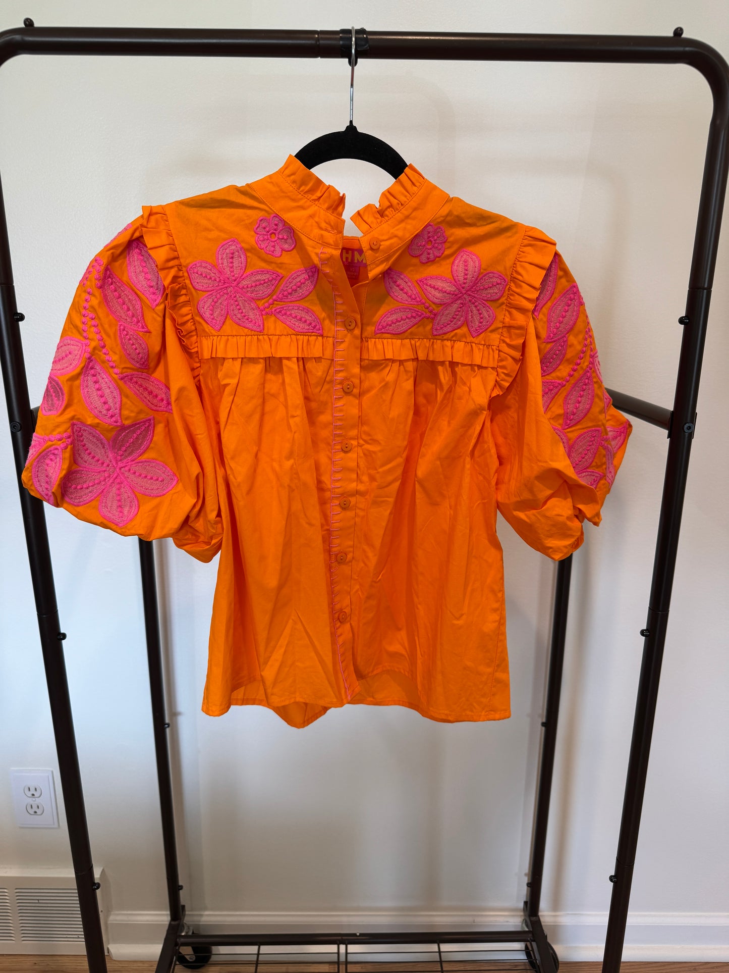 THML Brynn Orange Embroidered Top size XS