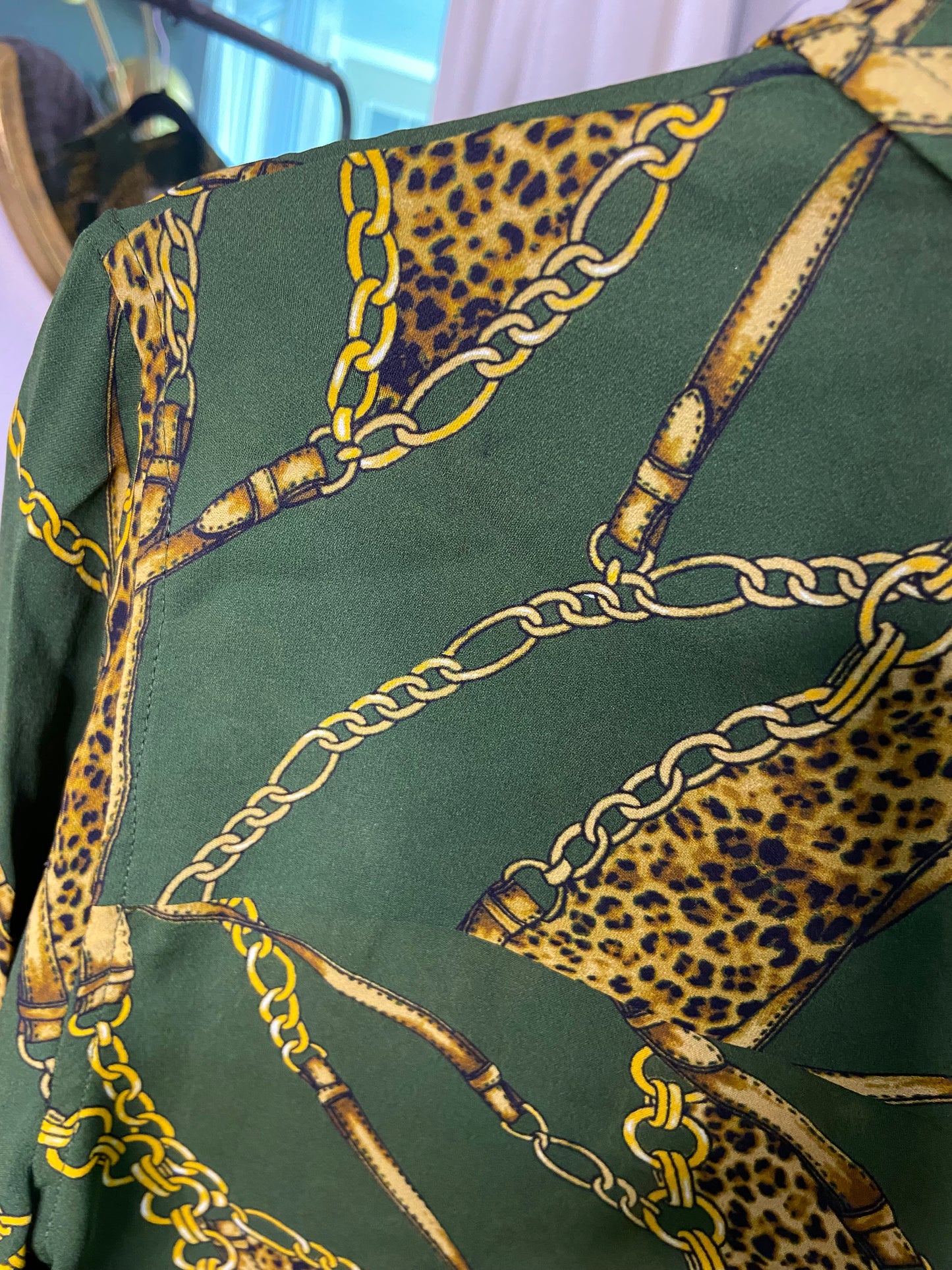 L'agence Nina Silk Printed Blouse In Green size S