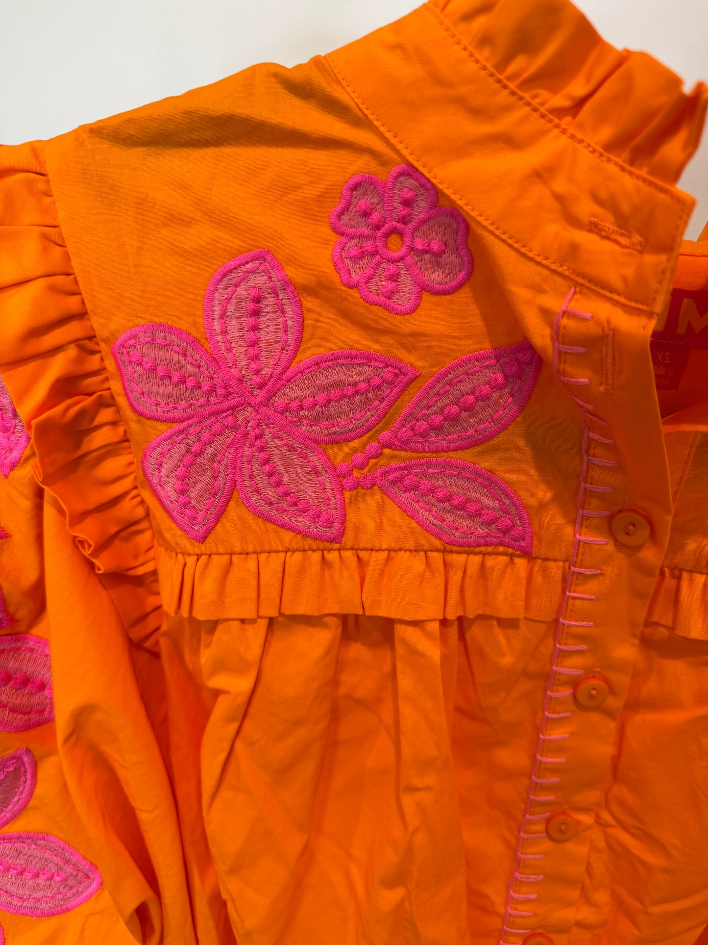 THML Brynn Orange Embroidered Top size XS