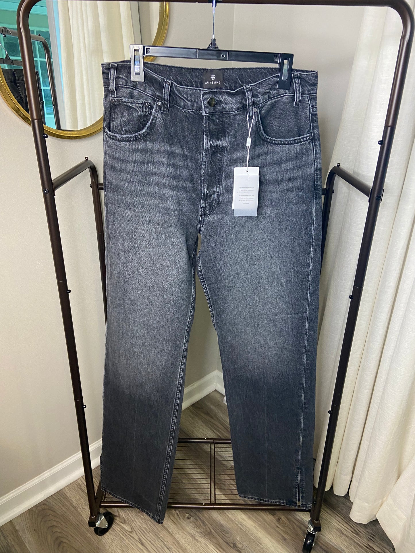Anine Bing Roy Mid Rise Relaxed Straight Jeans size 31