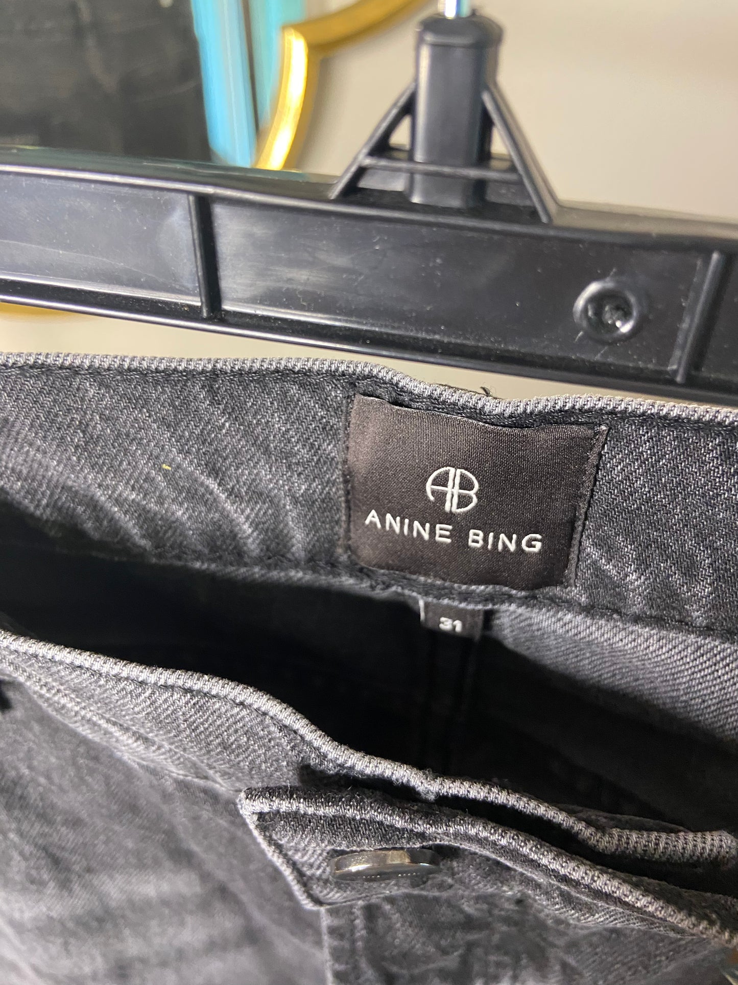 Anine Bing Roy Mid Rise Relaxed Straight Jeans size 31
