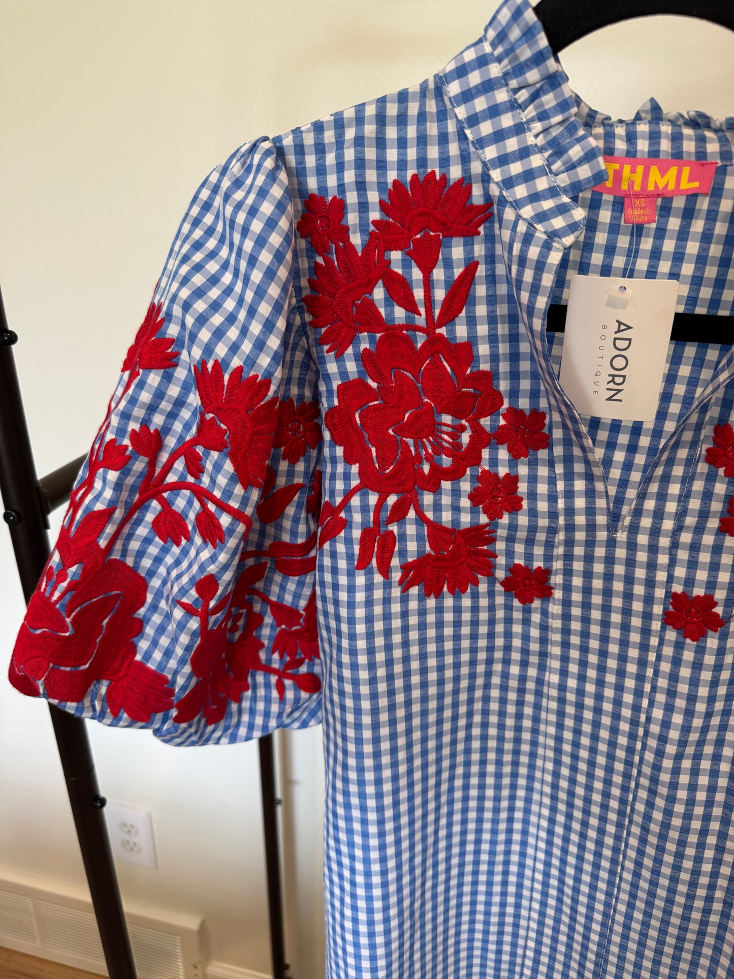 THML The Peaceful Blue Embroidered Blouse size XS