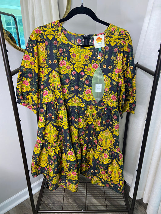 Farm Rio Arabesque Floral Puff Sleeve Mini Dress size M