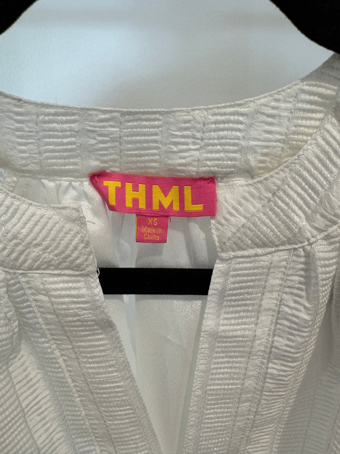 THML White Puff Sleeve Embroidered Floral Top size XS