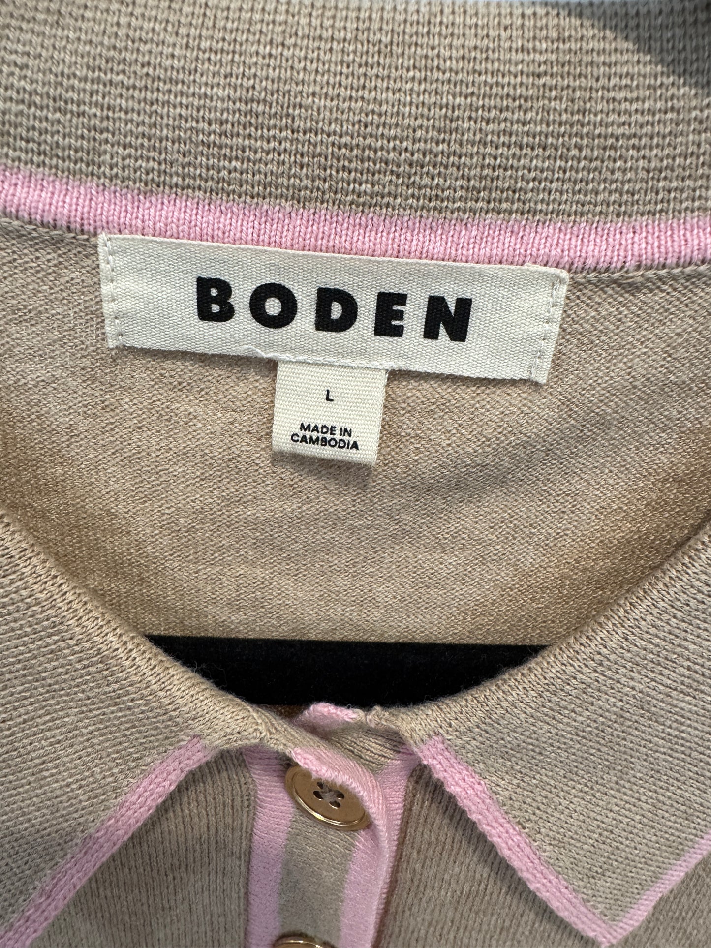 Boden Liz Henley T-Shirt in Chinchilla Melange size L