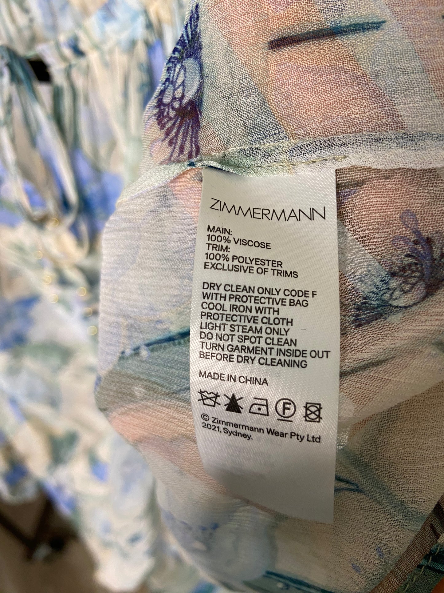 Zimmermann Rhythm Gathered Floral-Print Crepon Top size 6